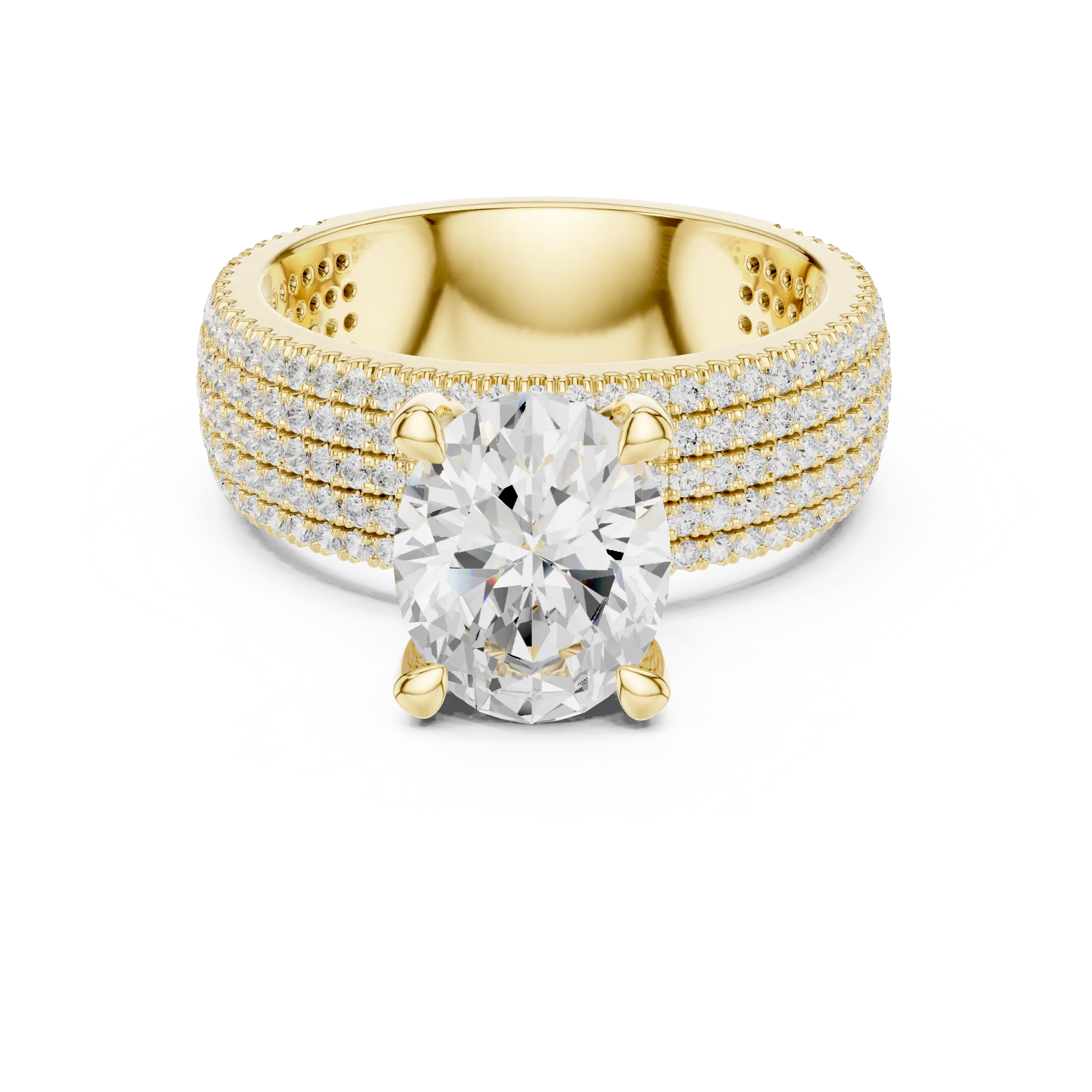 MJA011 - Five-Row Diamond Encrusted Oval Statement Ring