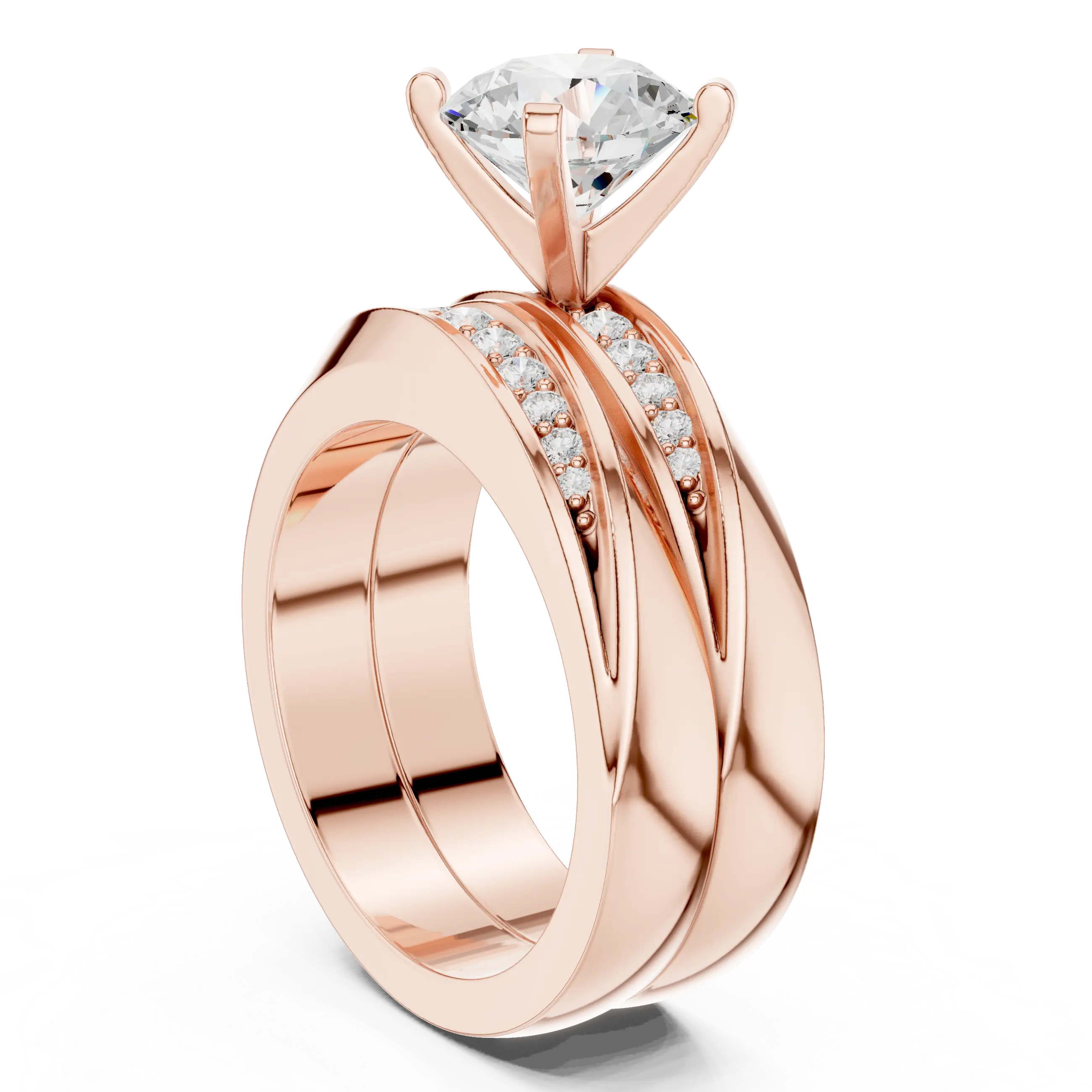 MJTW9 - Modern Sculptural Polished Crossover Dynamic Ring