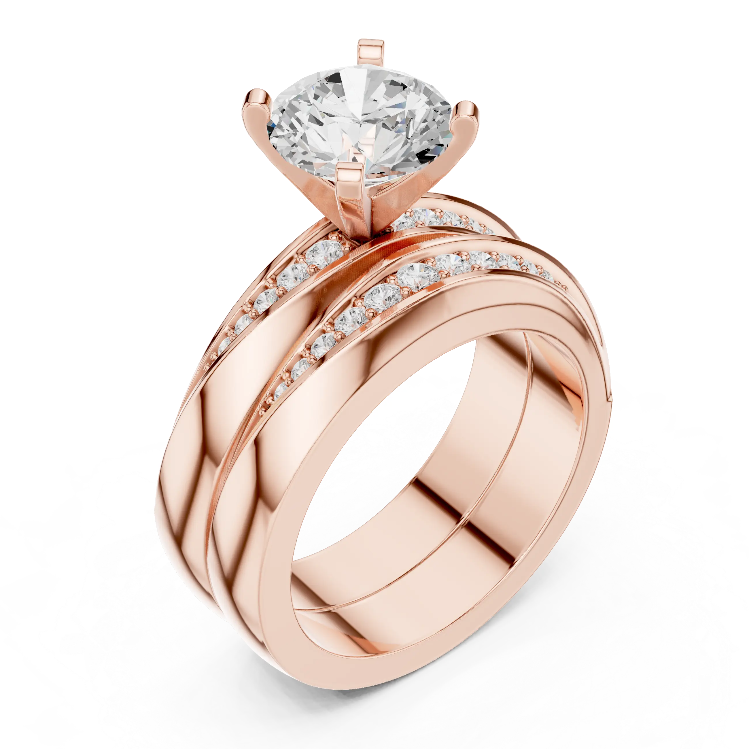 MJTW9 - Modern Sculptural Polished Crossover Dynamic Ring