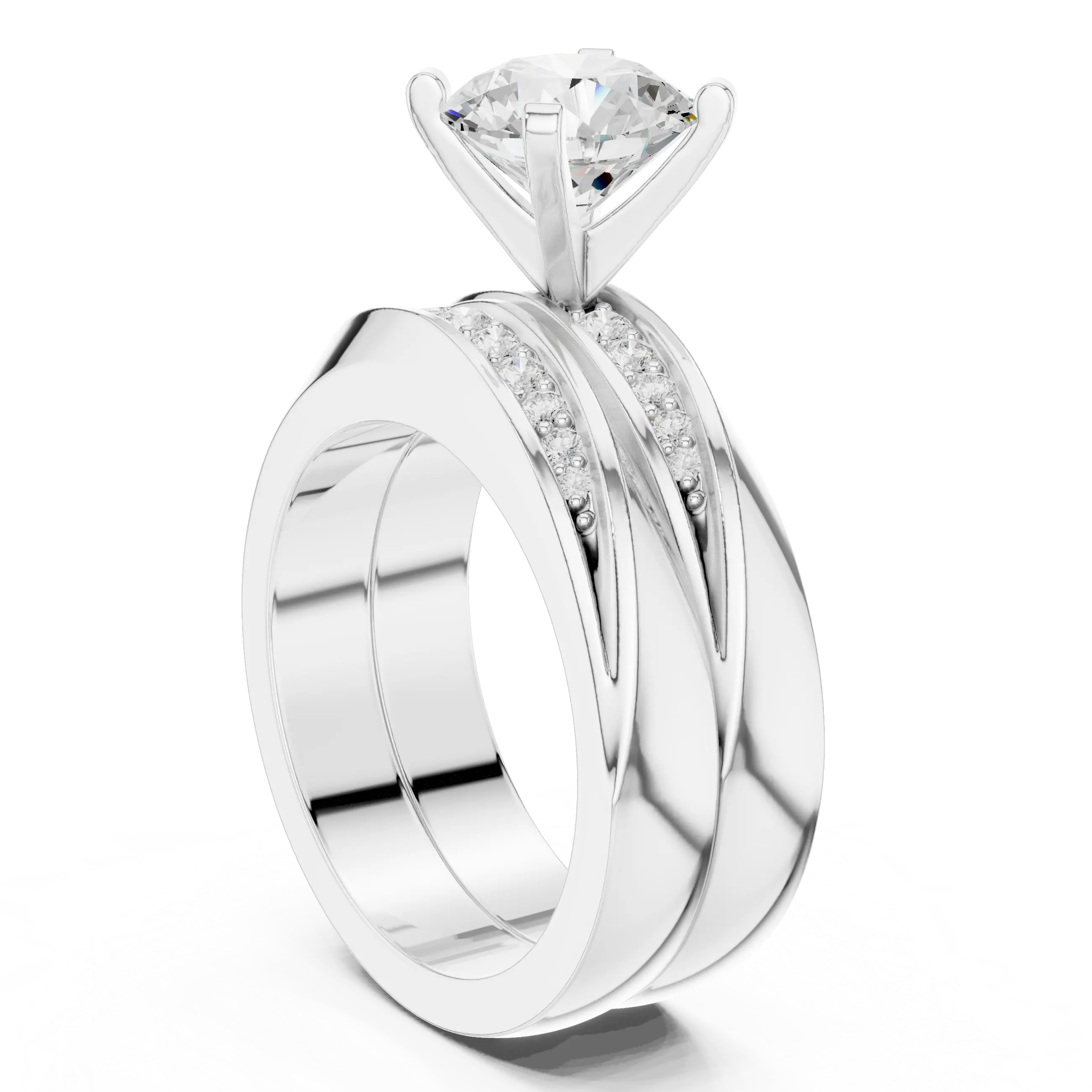 MJTW9 - Modern Sculptural Polished Crossover Dynamic Ring