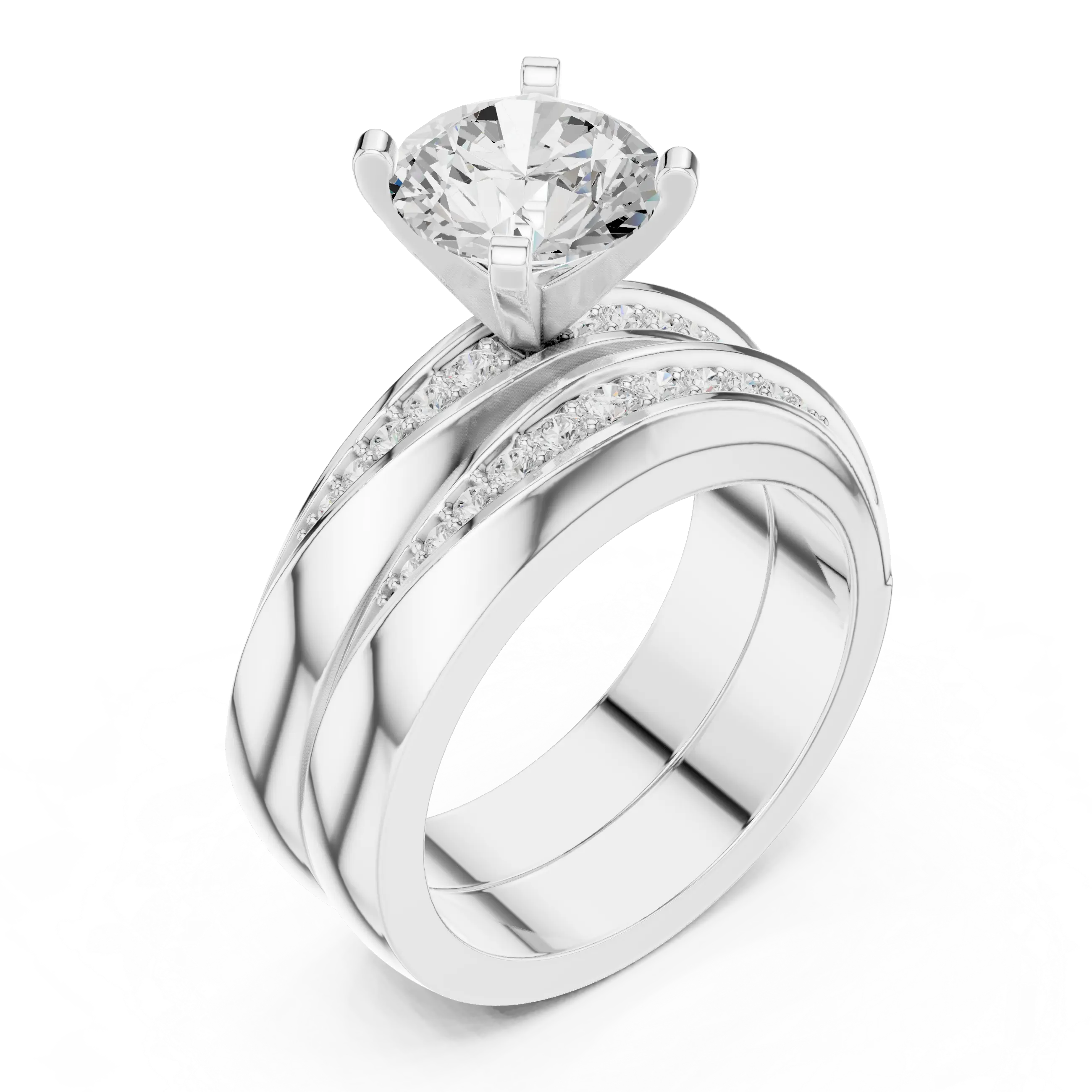 MJTW9 - Modern Sculptural Polished Crossover Dynamic Ring