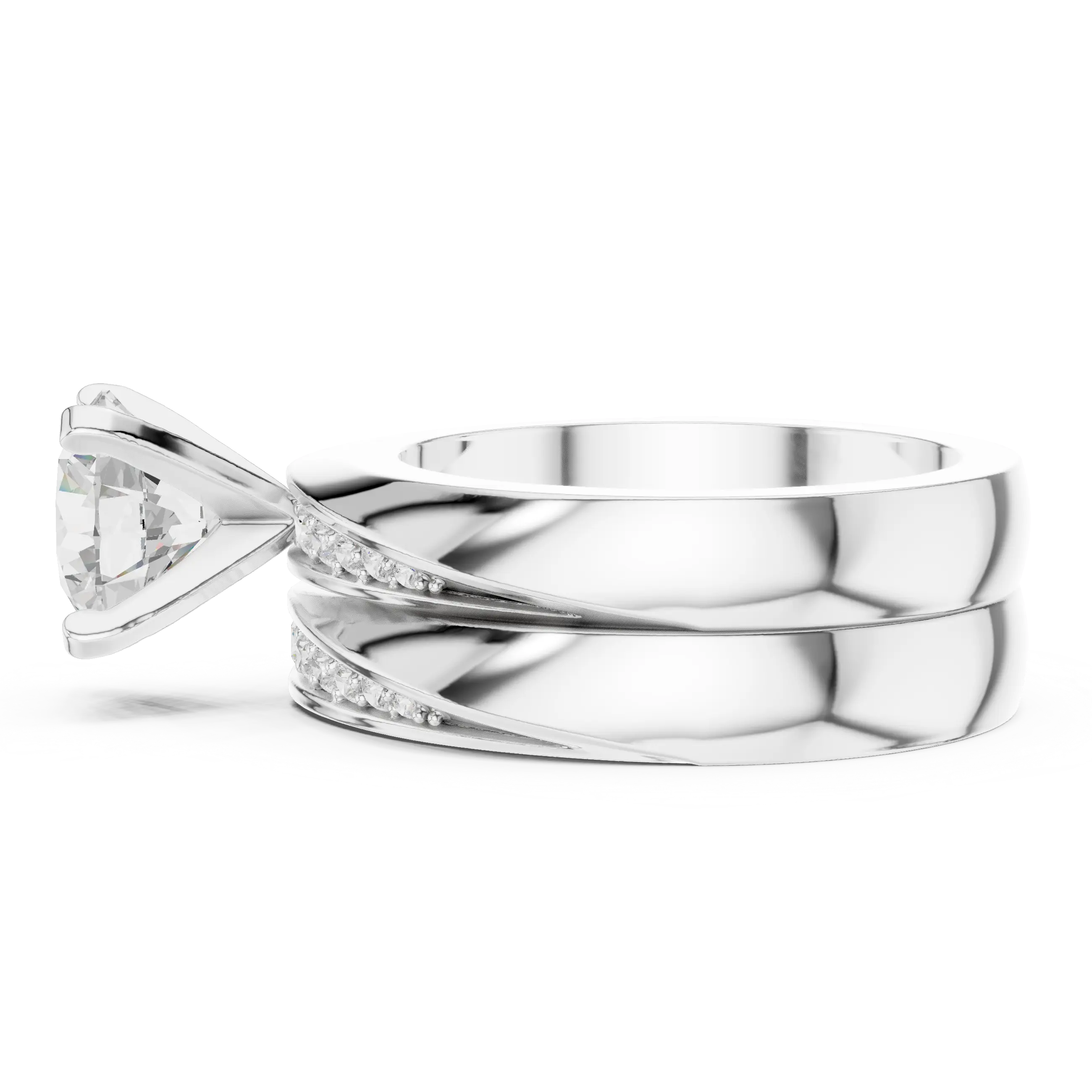 MJTW9 - Modern Sculptural Polished Crossover Dynamic Ring