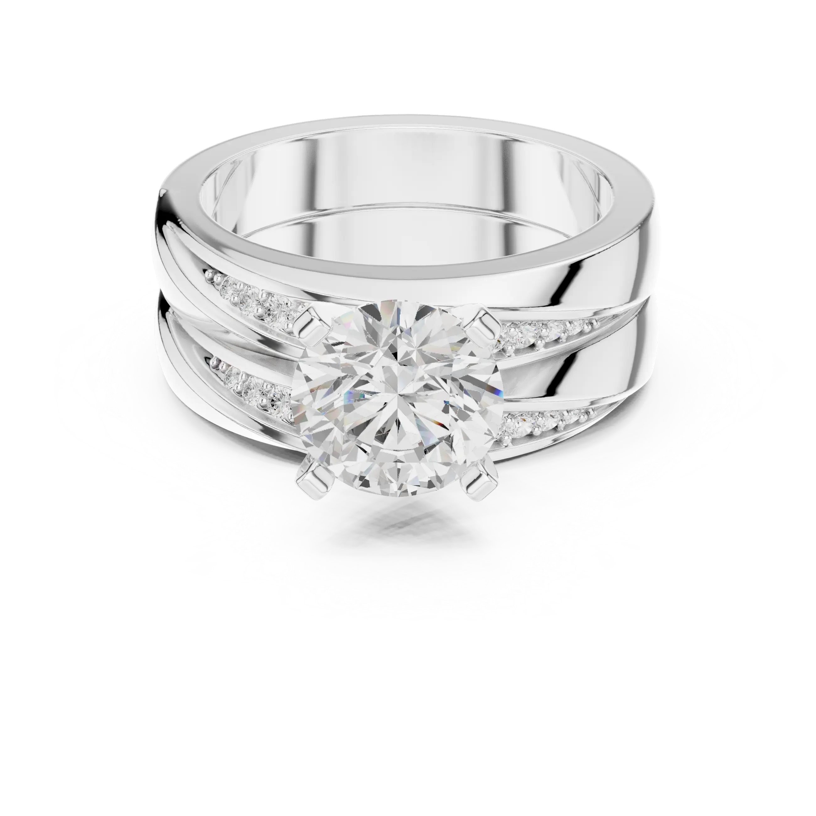 MJTW9 - Modern Sculptural Polished Crossover Dynamic Ring