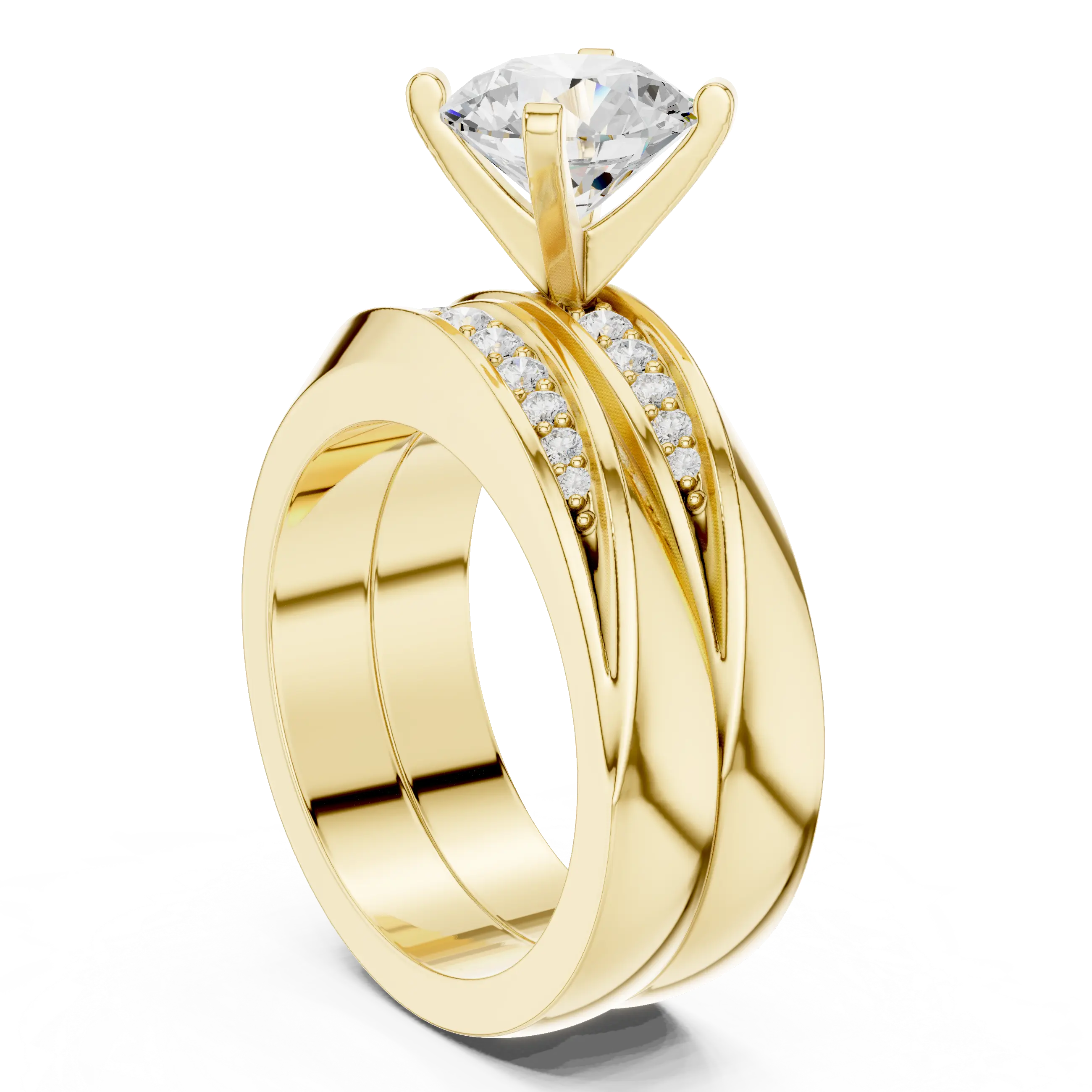 MJTW9 - Modern Sculptural Polished Crossover Dynamic Ring