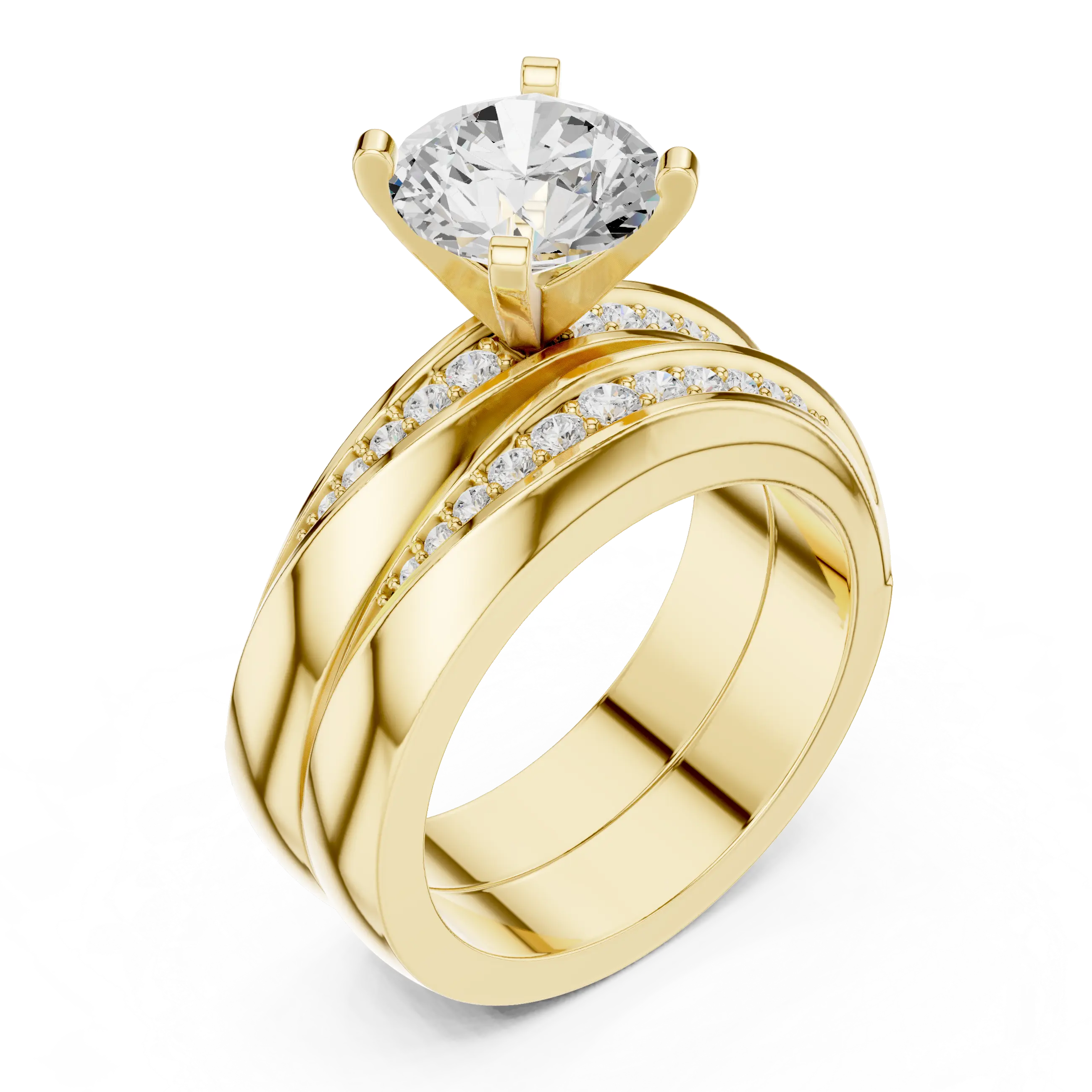 MJTW9 - Modern Sculptural Polished Crossover Dynamic Ring