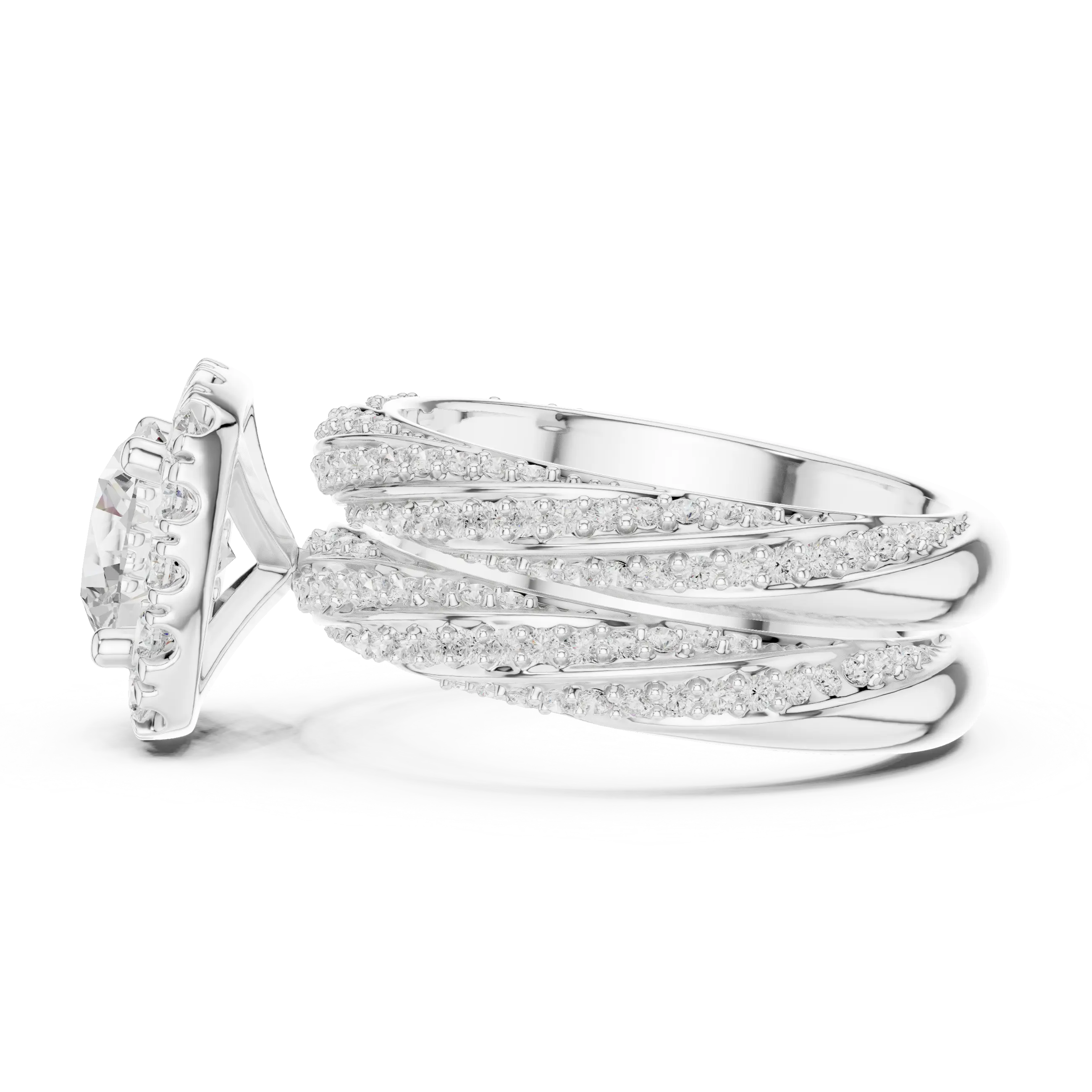 MJA019 - Woven Multi Row Diamond Imitation Statement Piece