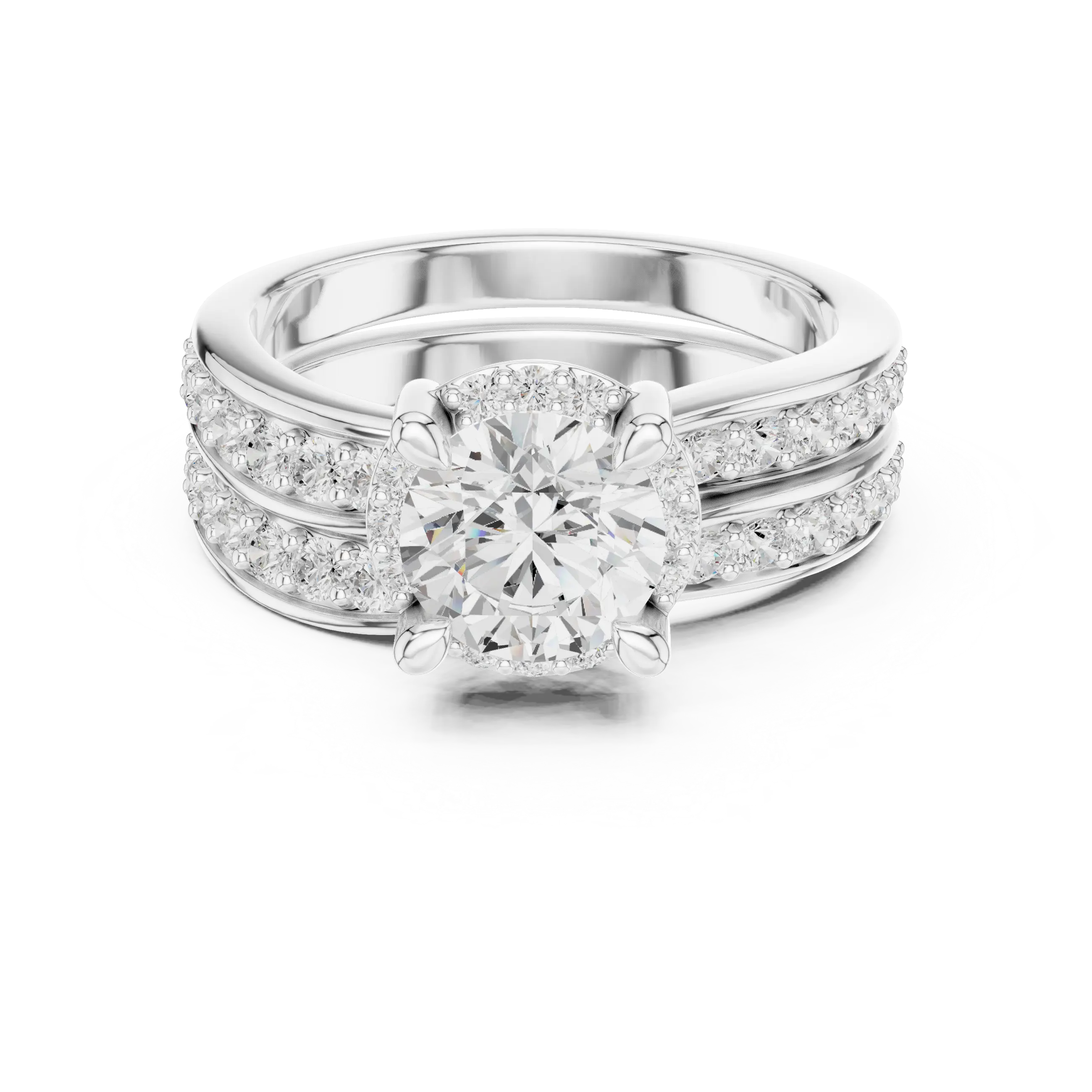 MJTW10 - Modern Cathedral Style Double Strand Cushion Effect Band