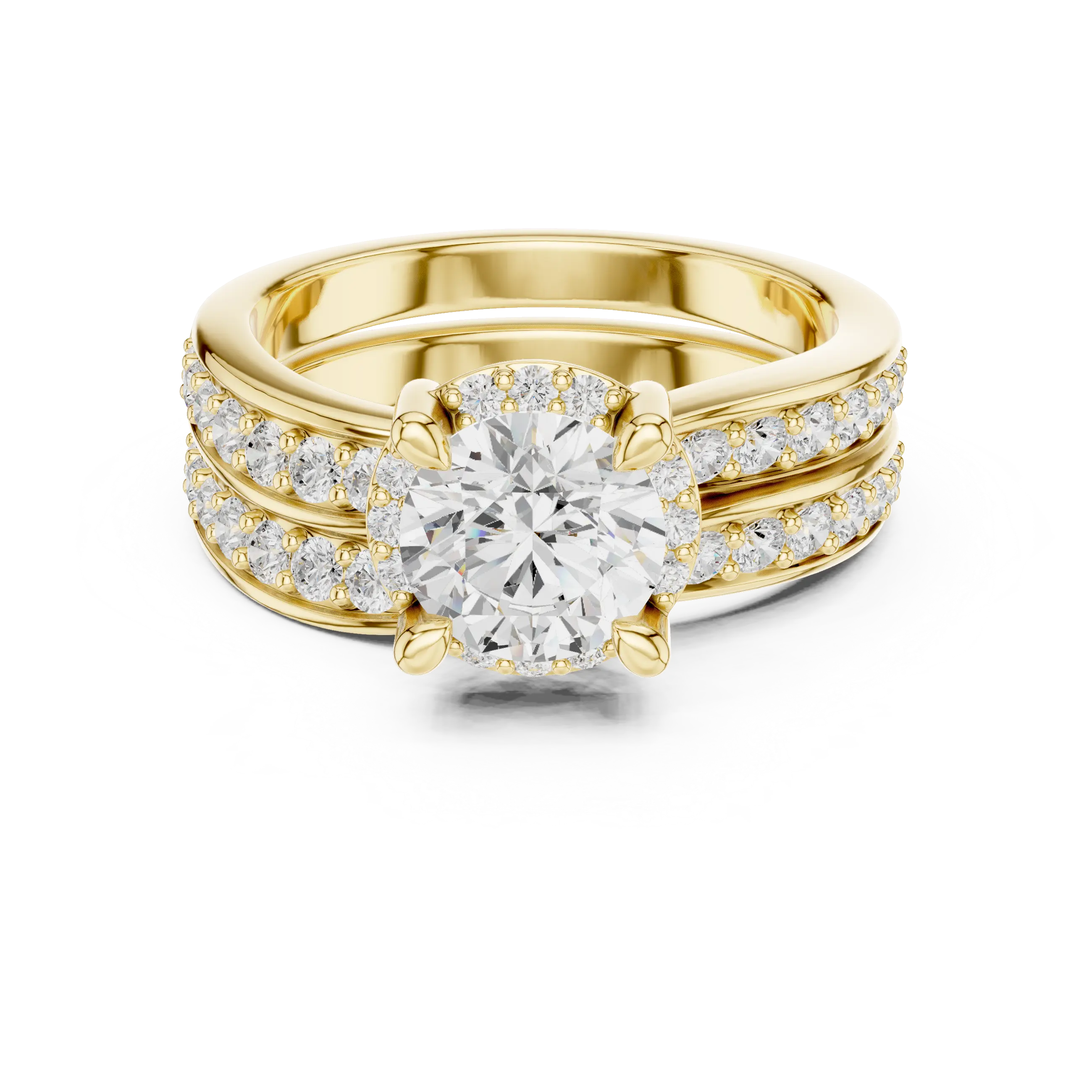 MJTW10 - Modern Cathedral Style Double Strand Cushion Effect Band