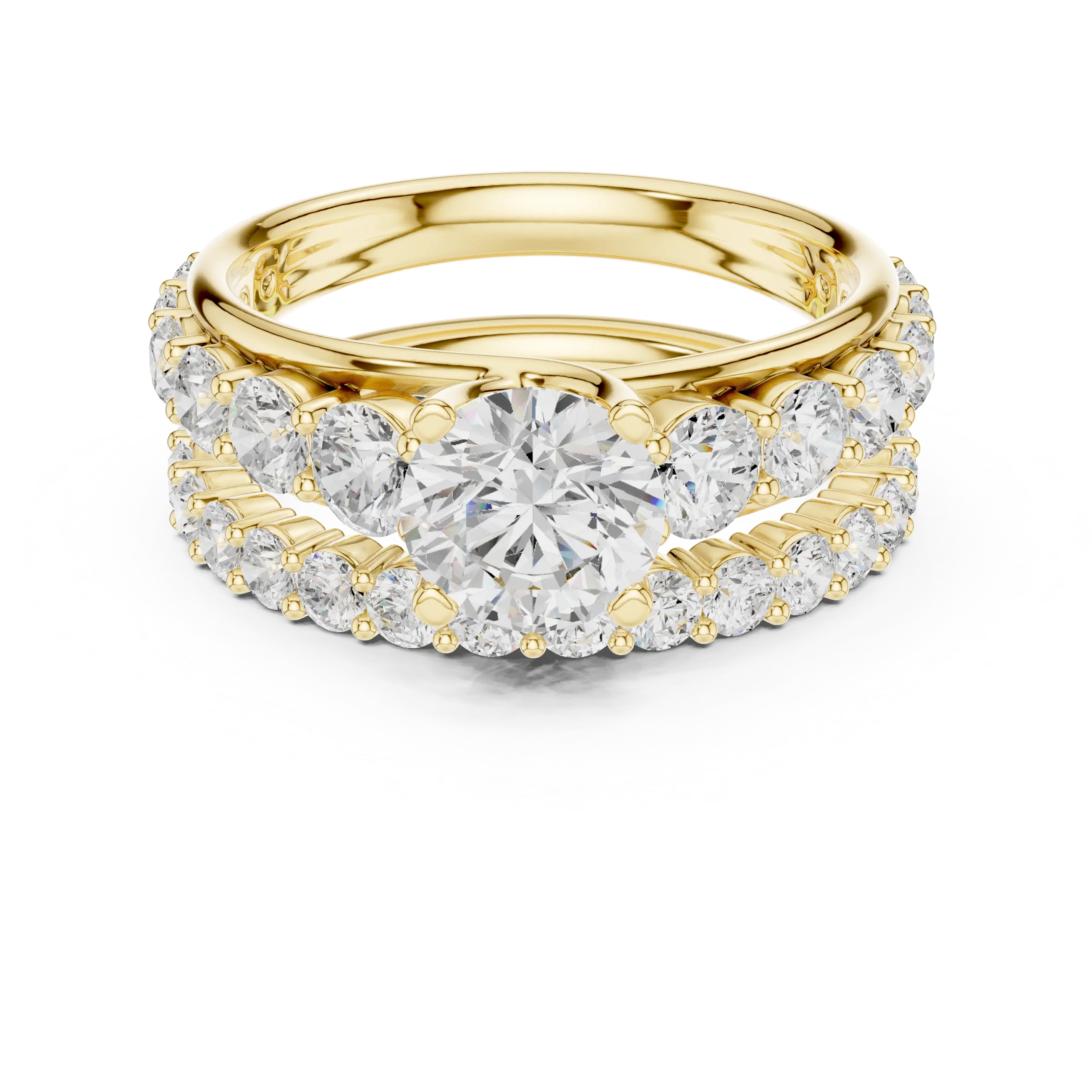 MJTW12 - Round Cut Eternity Style Solitaire Ring with Matching Band