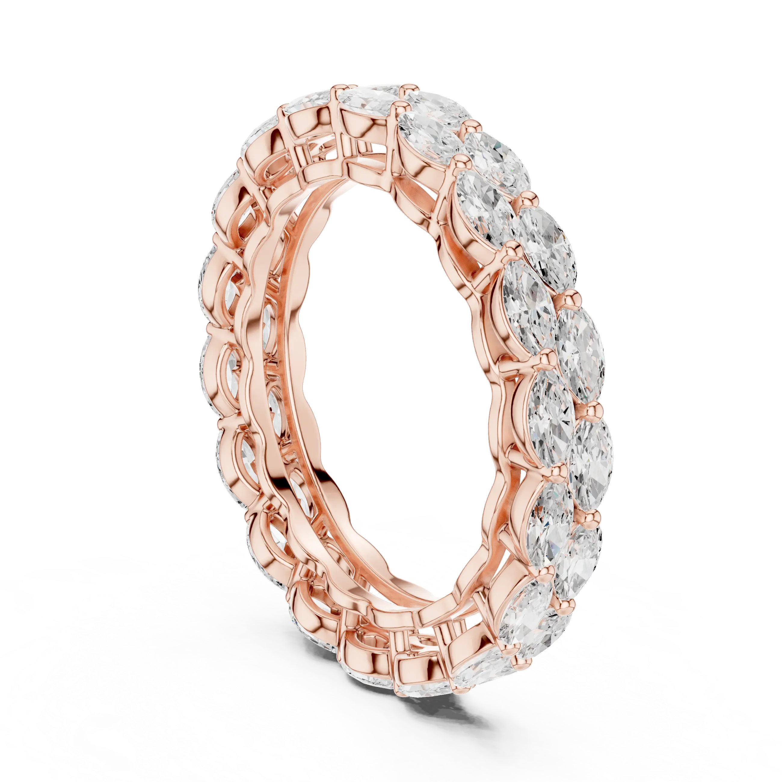 MJET039 - Marquise Cut Double Row Full Eternity Band