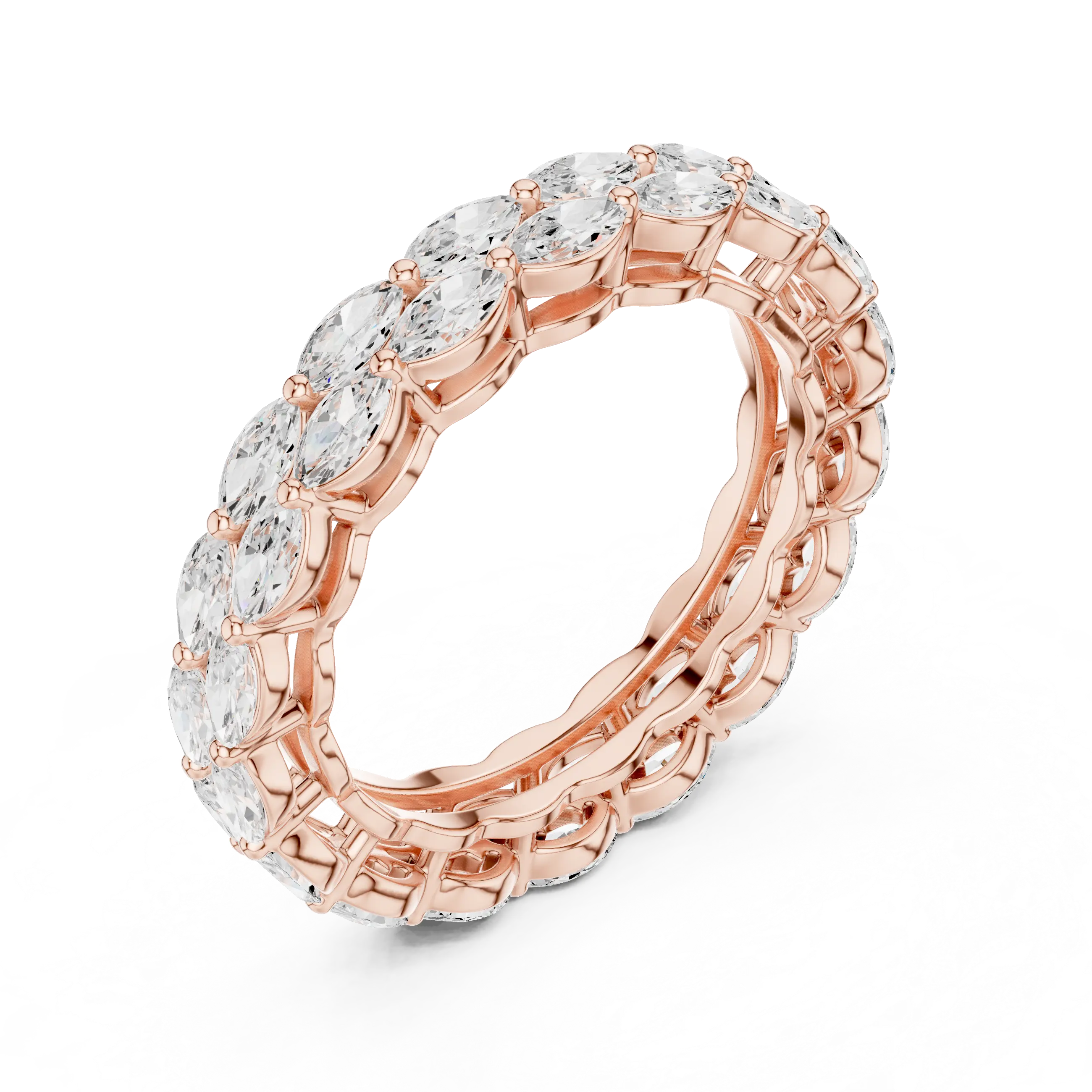 MJET039 - Marquise Cut Double Row Full Eternity Band