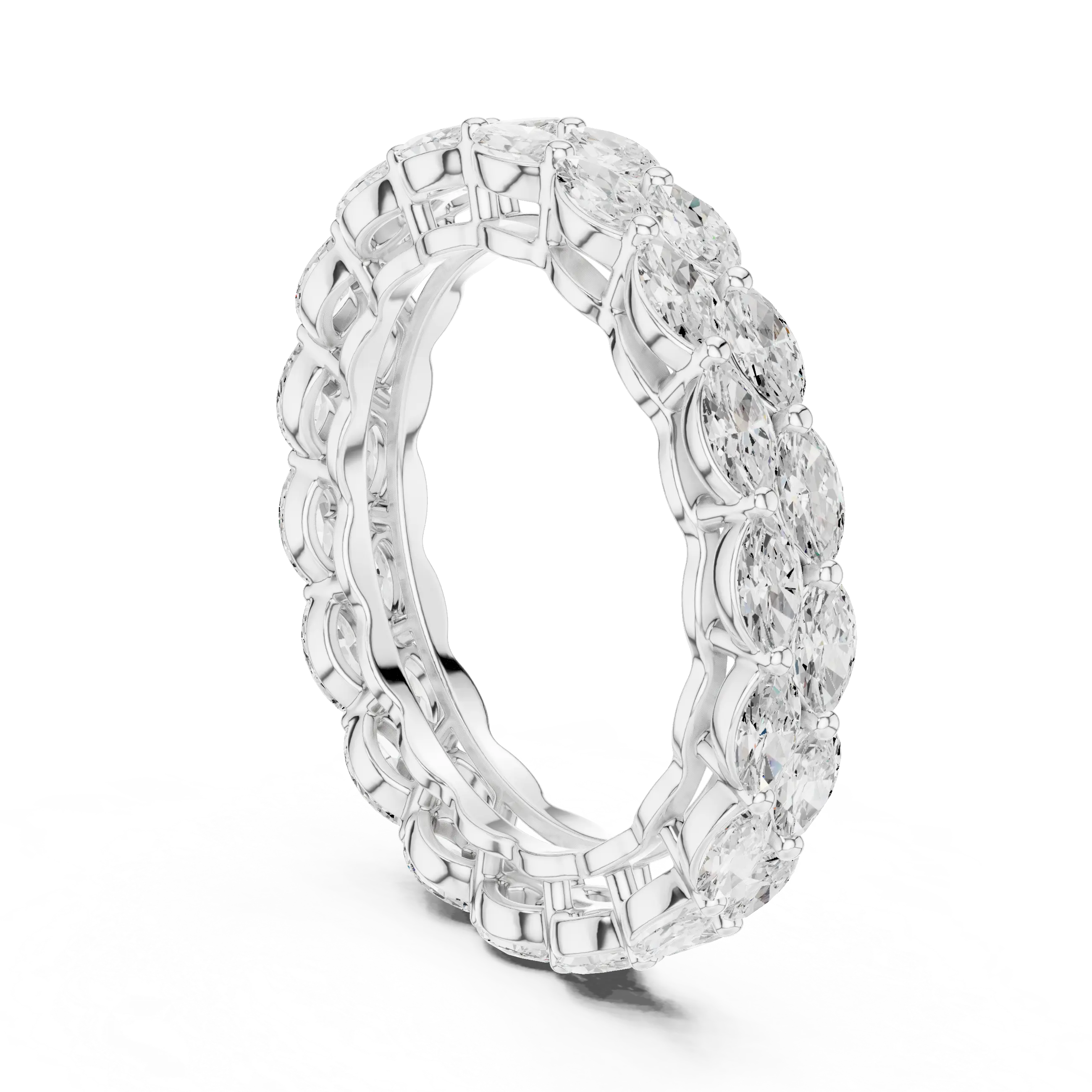 MJET039 - Marquise Cut Double Row Full Eternity Band