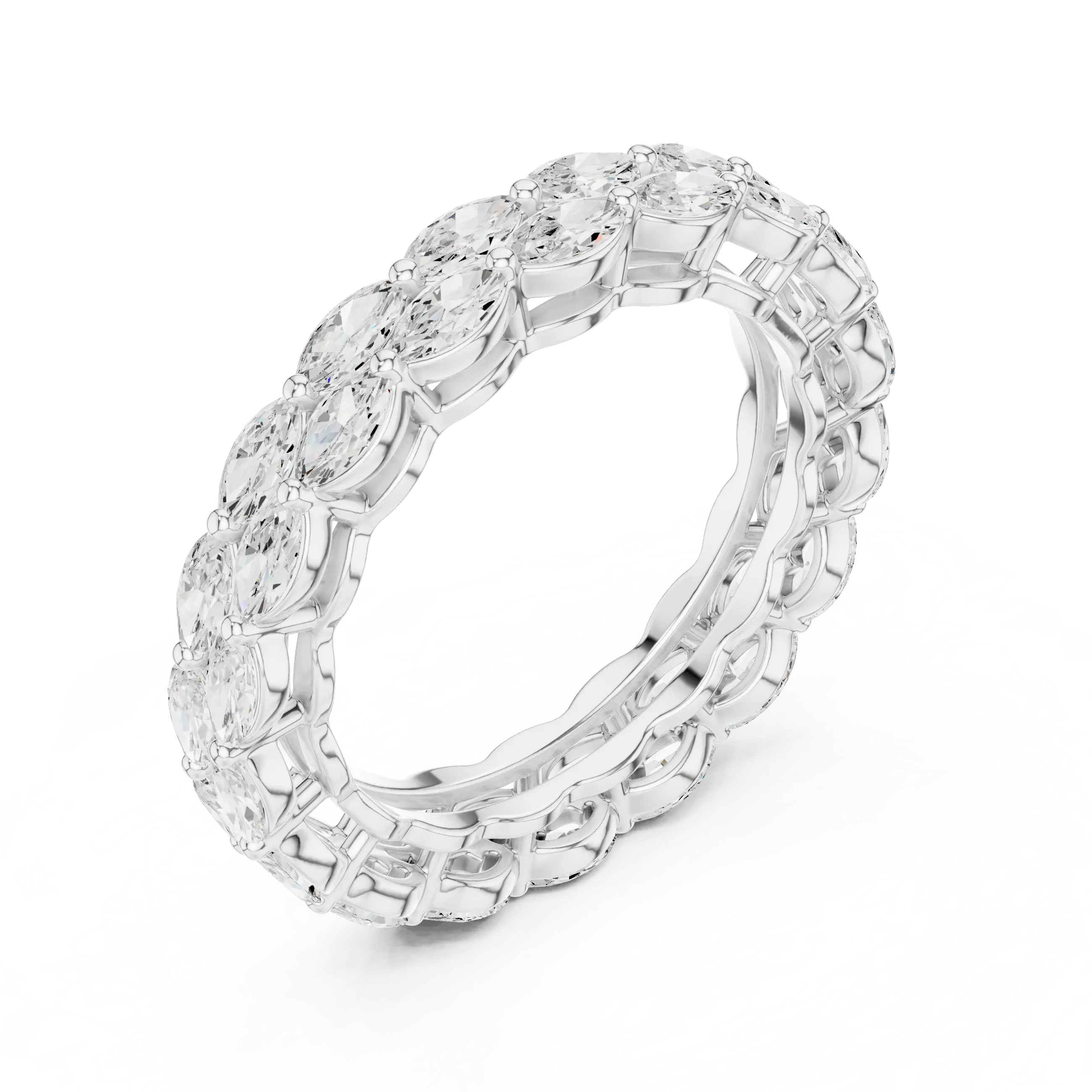 MJET039 - Marquise Cut Double Row Full Eternity Band