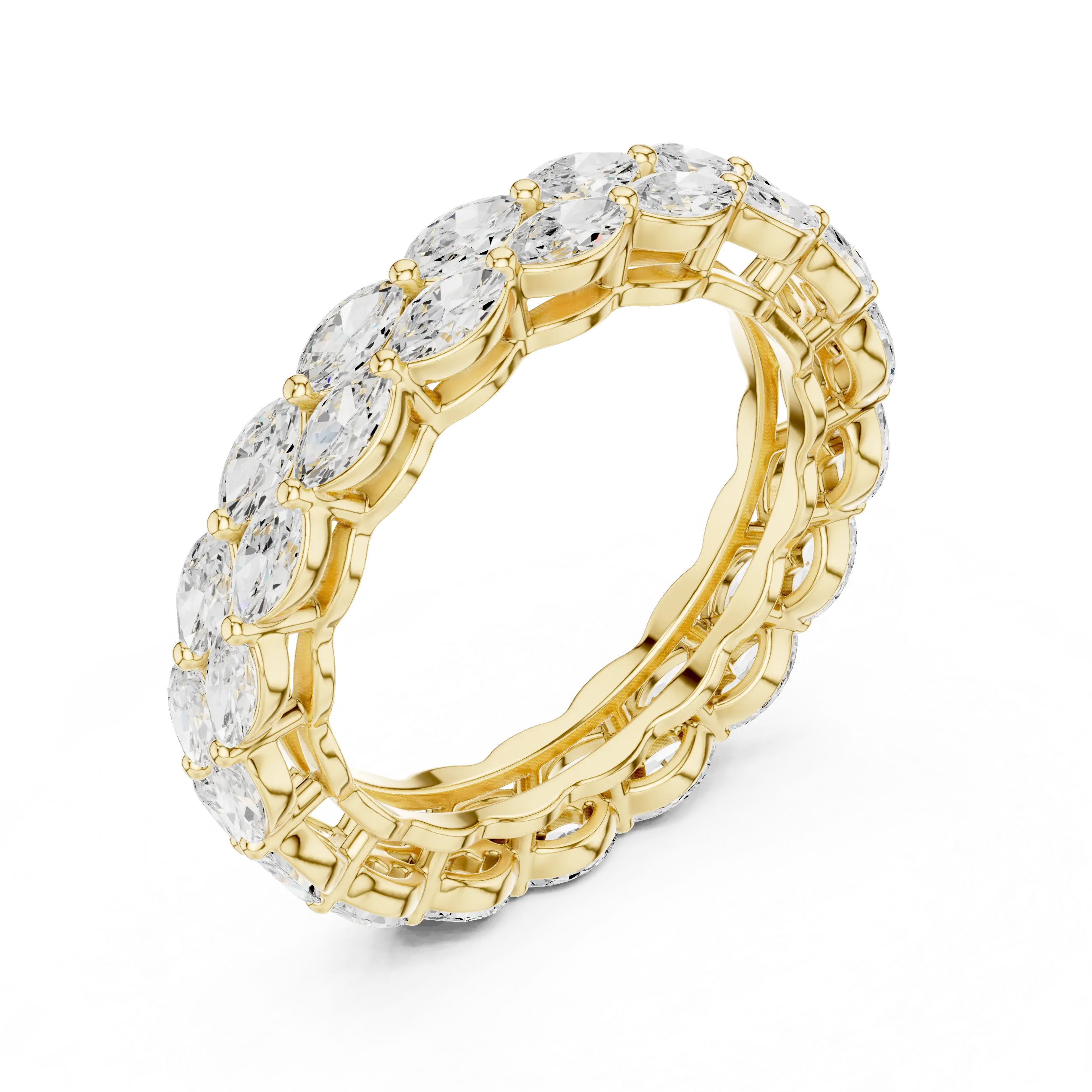 MJET039 - Marquise Cut Double Row Full Eternity Band