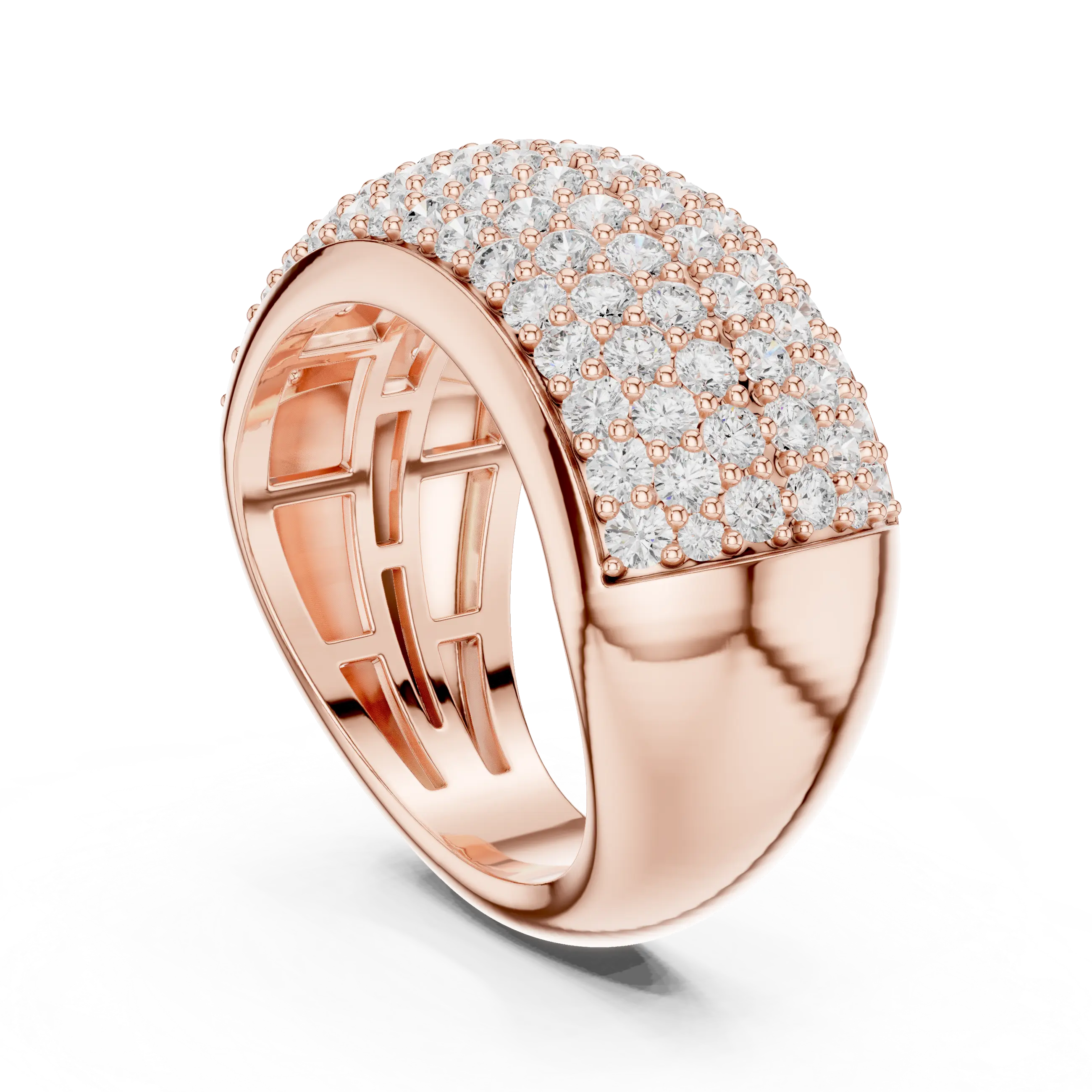 MJA021 - Micro Pavé Domed Cocktail Ring with Tapered Band