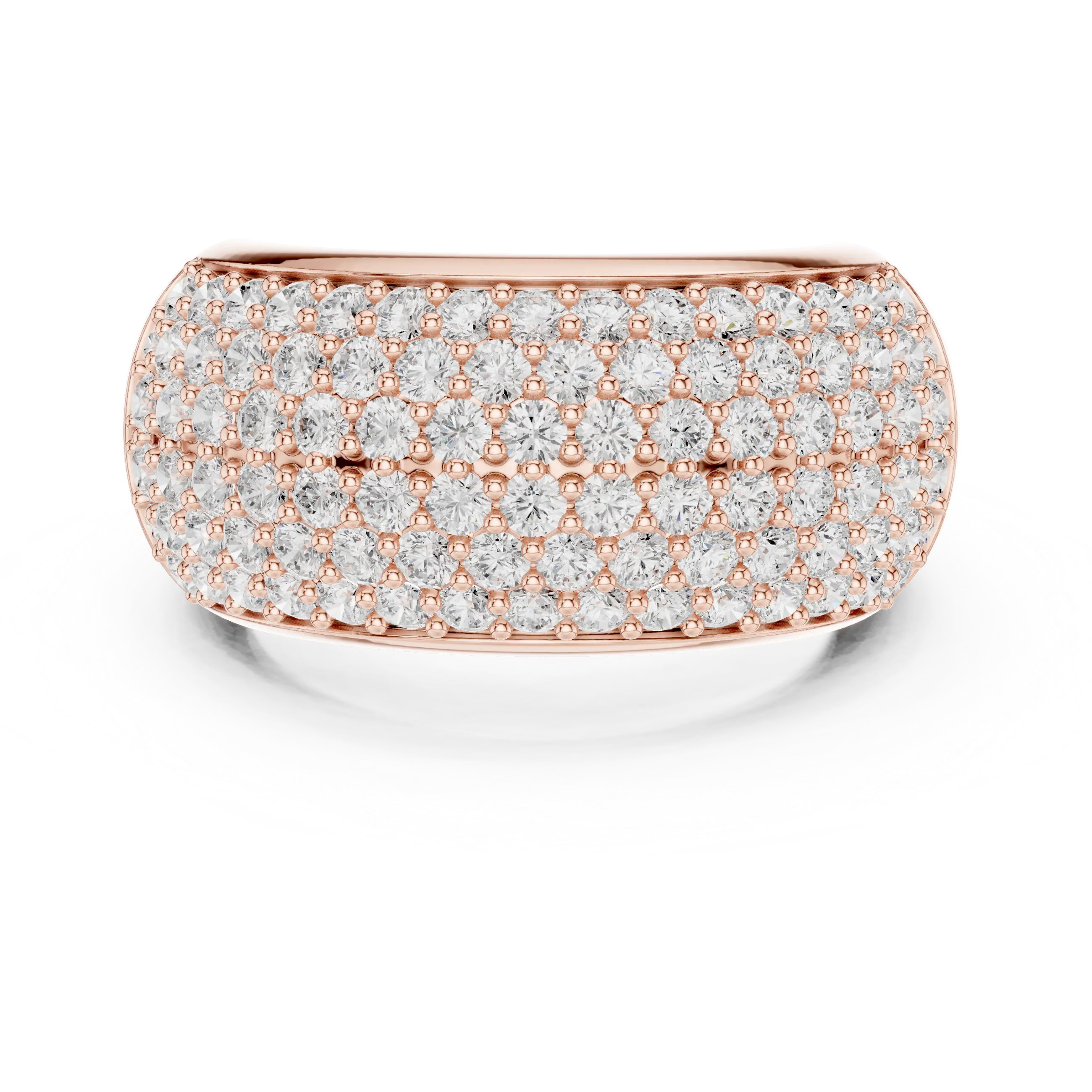 MJA021 - Micro Pavé Domed Cocktail Ring with Tapered Band