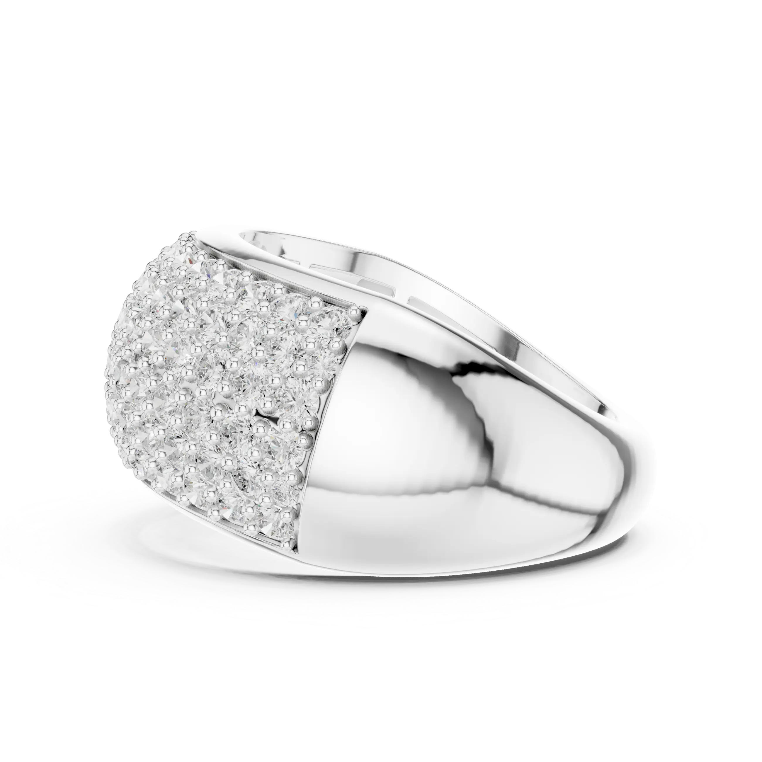 MJA021 - Micro Pavé Domed Cocktail Ring with Tapered Band