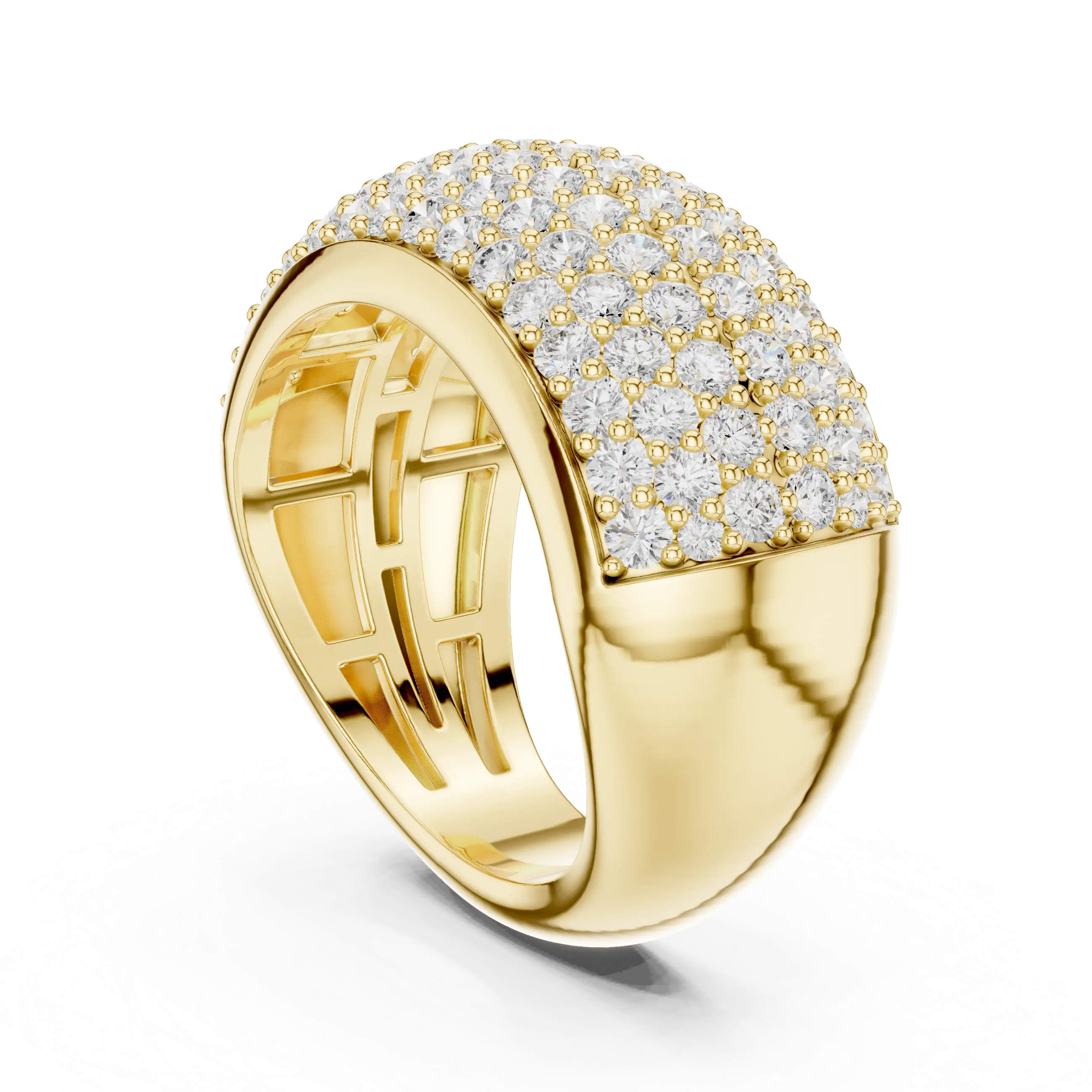 MJA021 - Micro Pavé Domed Cocktail Ring with Tapered Band