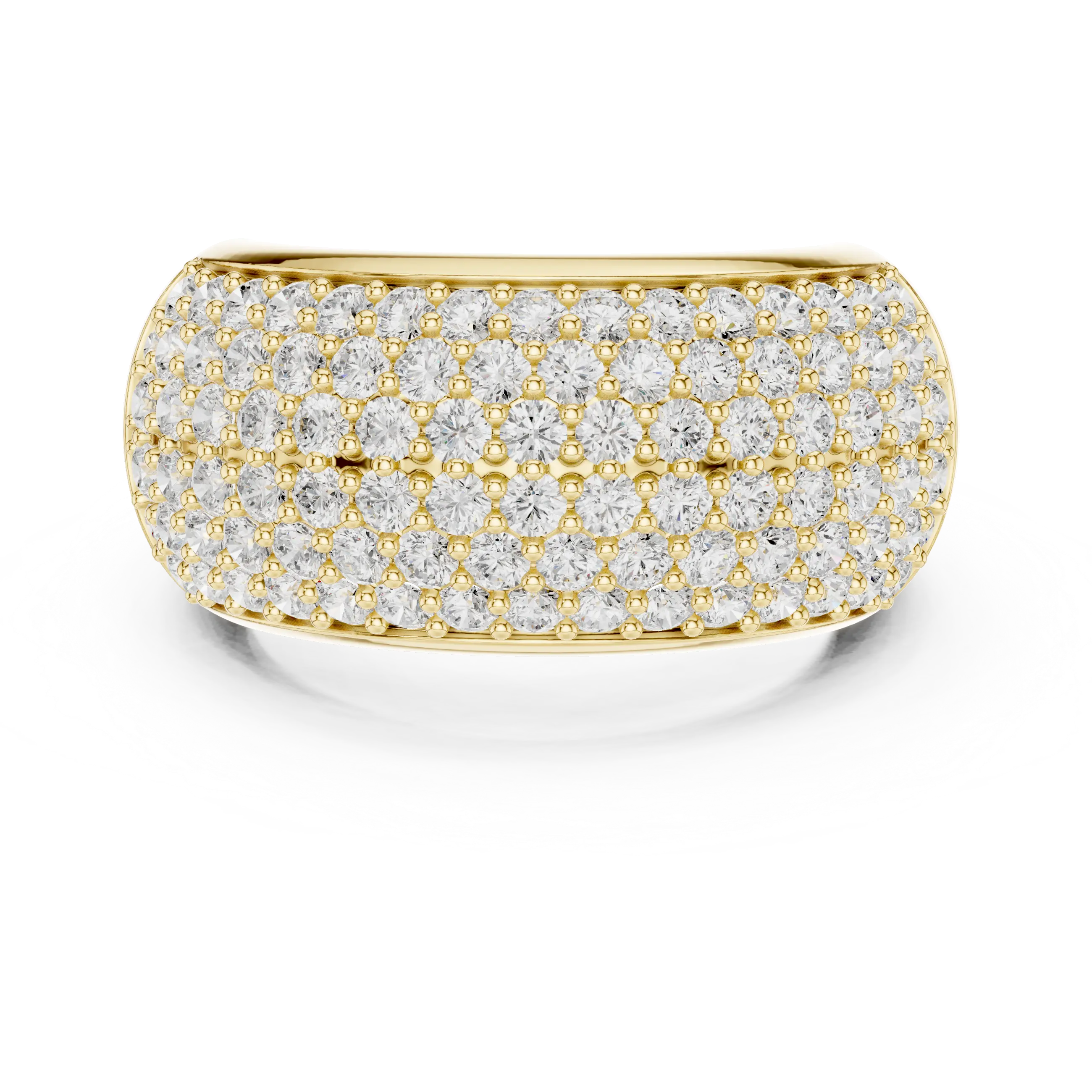 MJA021 - Micro Pavé Domed Cocktail Ring with Tapered Band