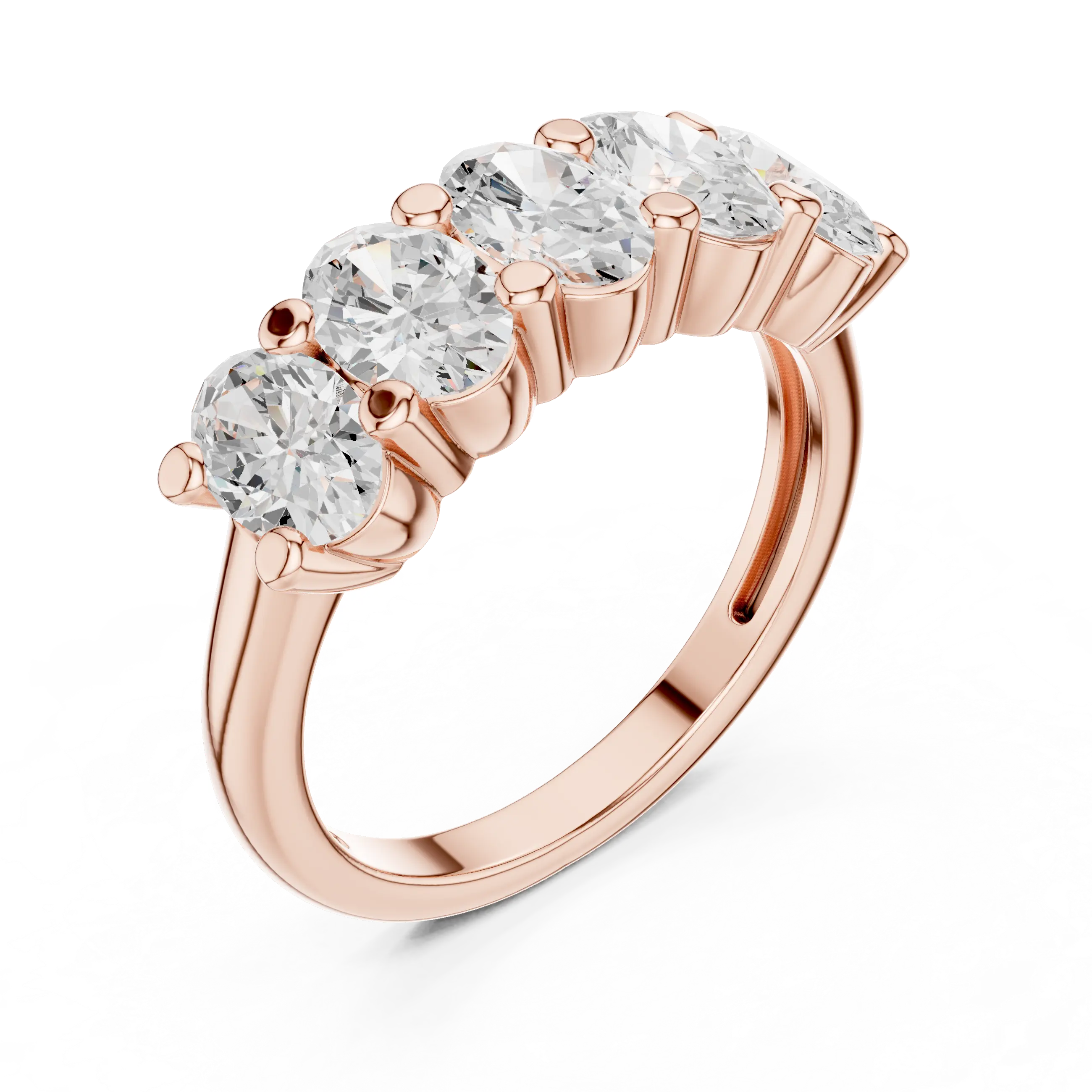 MJR0140 - Oval Five Stone Anniversary Band with Plain Shank