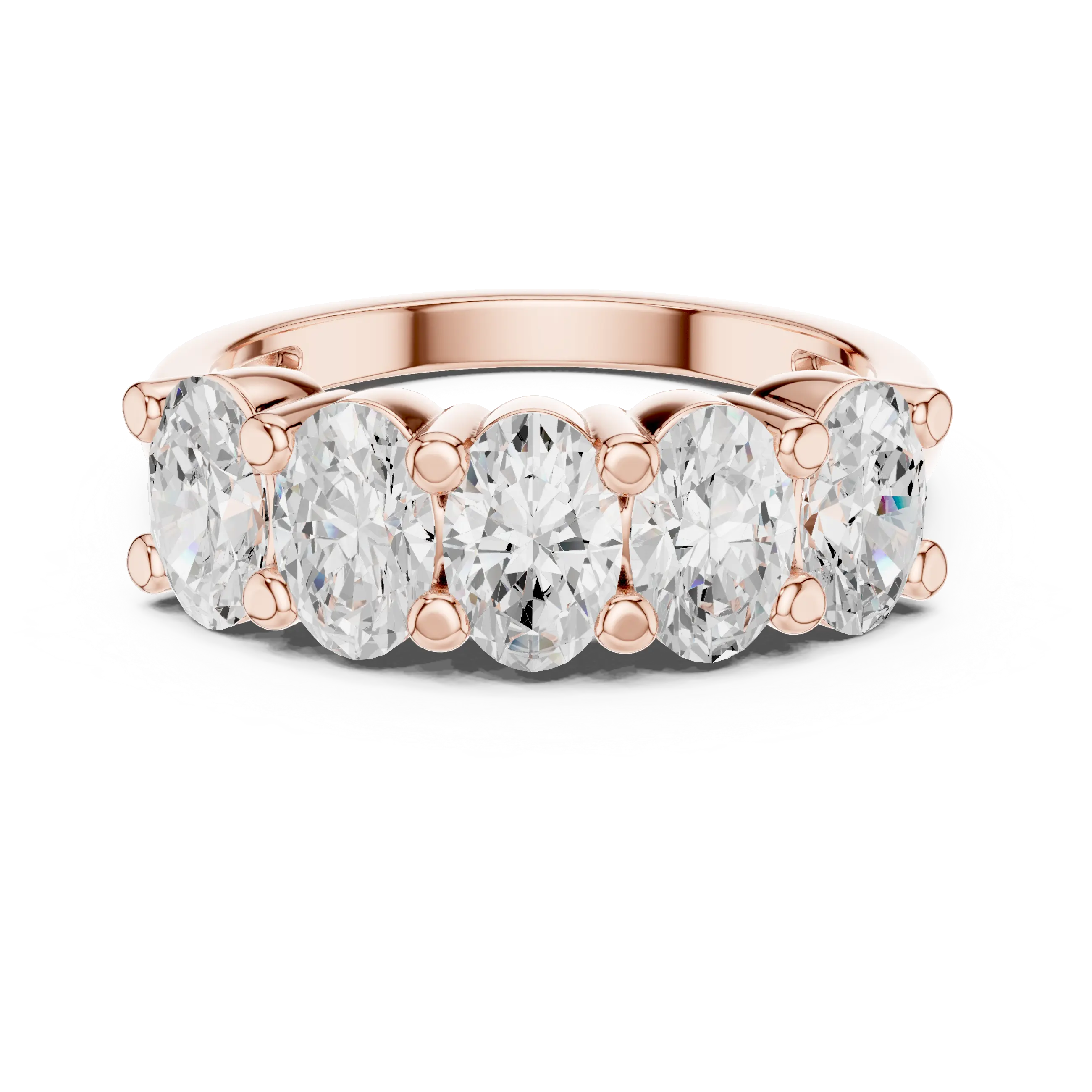 MJR0140 - Oval Five Stone Anniversary Band with Plain Shank