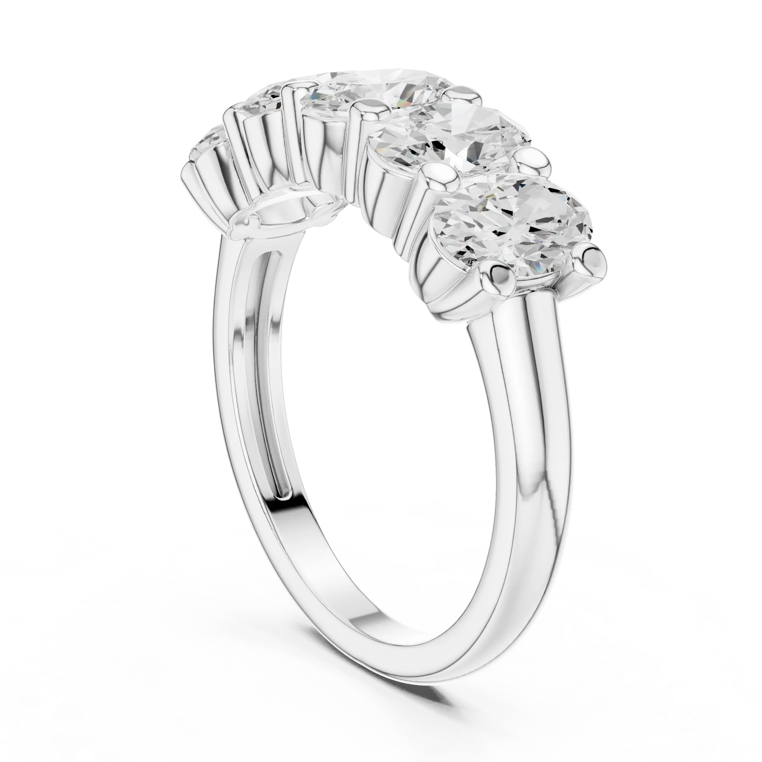 MJR0140 - Oval Five Stone Anniversary Band with Plain Shank