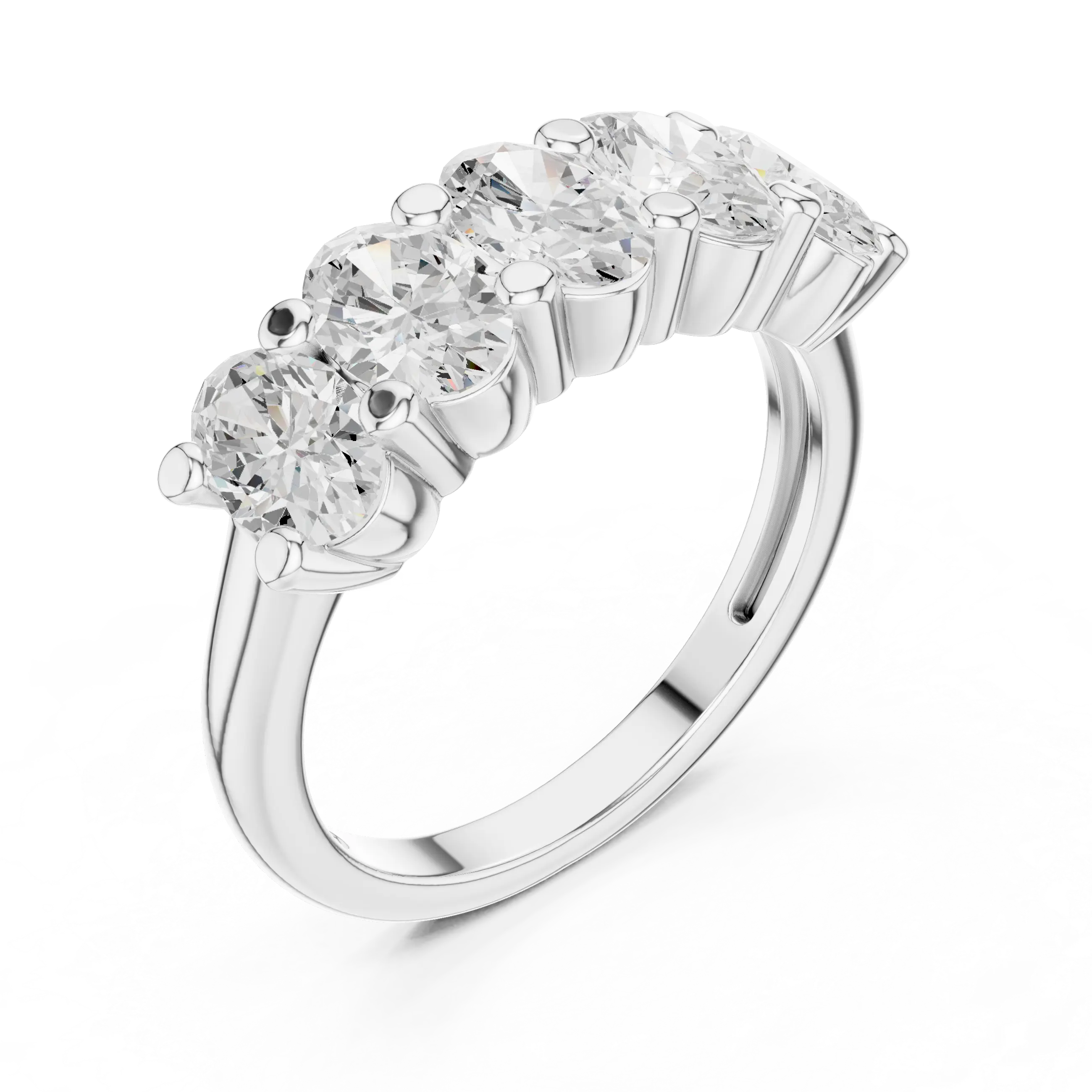 MJR0140 - Oval Five Stone Anniversary Band with Plain Shank