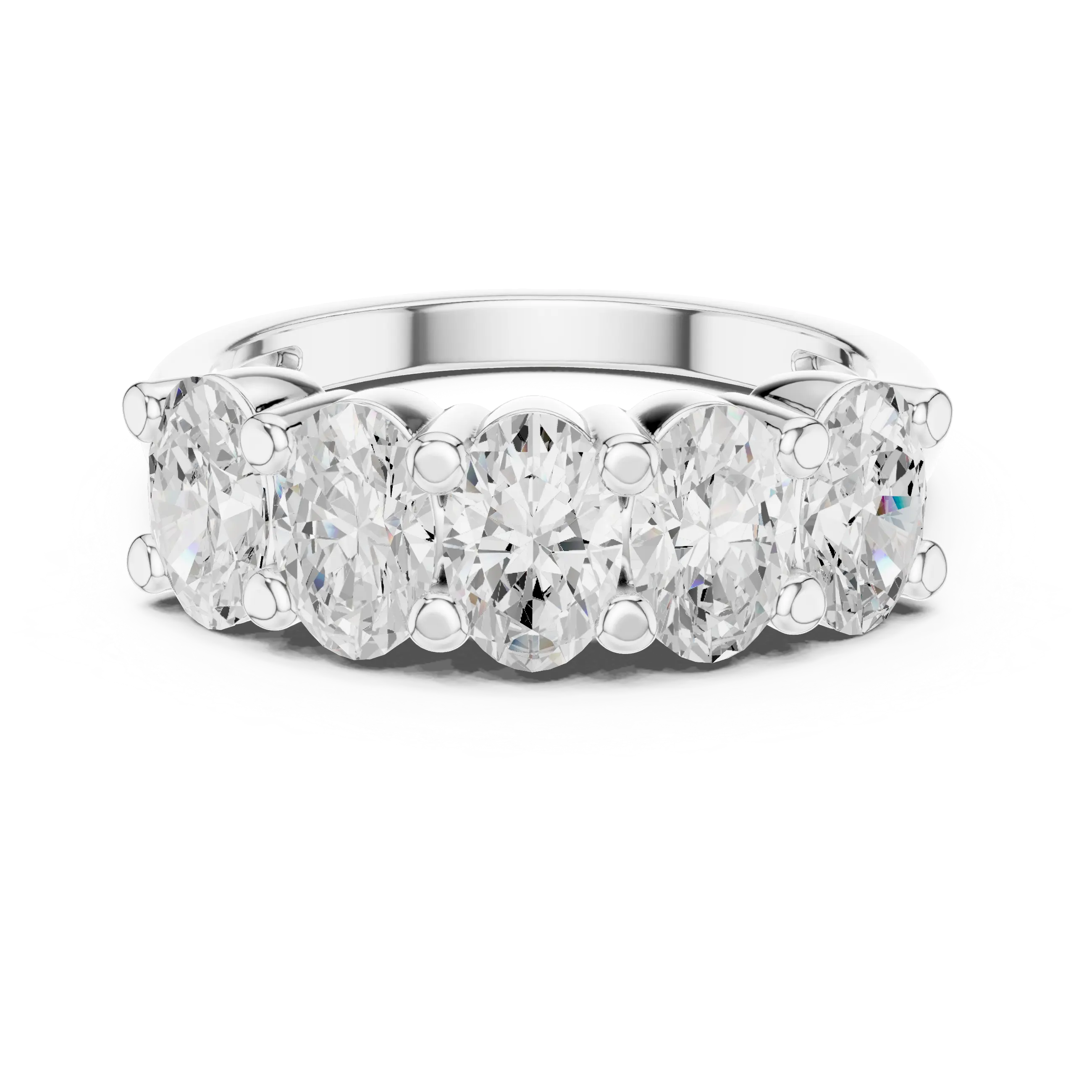 MJR0140 - Oval Five Stone Anniversary Band with Plain Shank