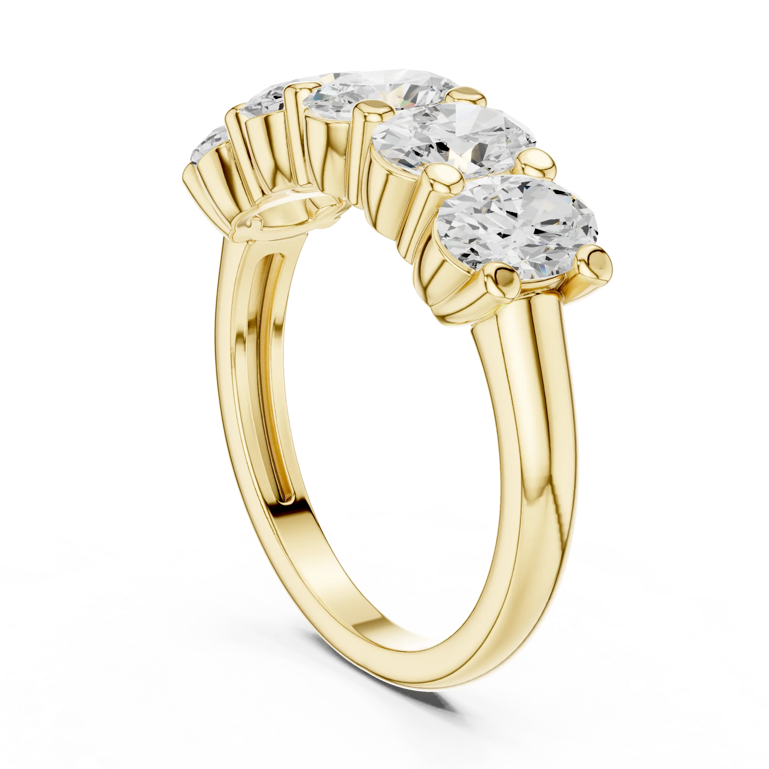 MJR0140 - Oval Five Stone Anniversary Band with Plain Shank