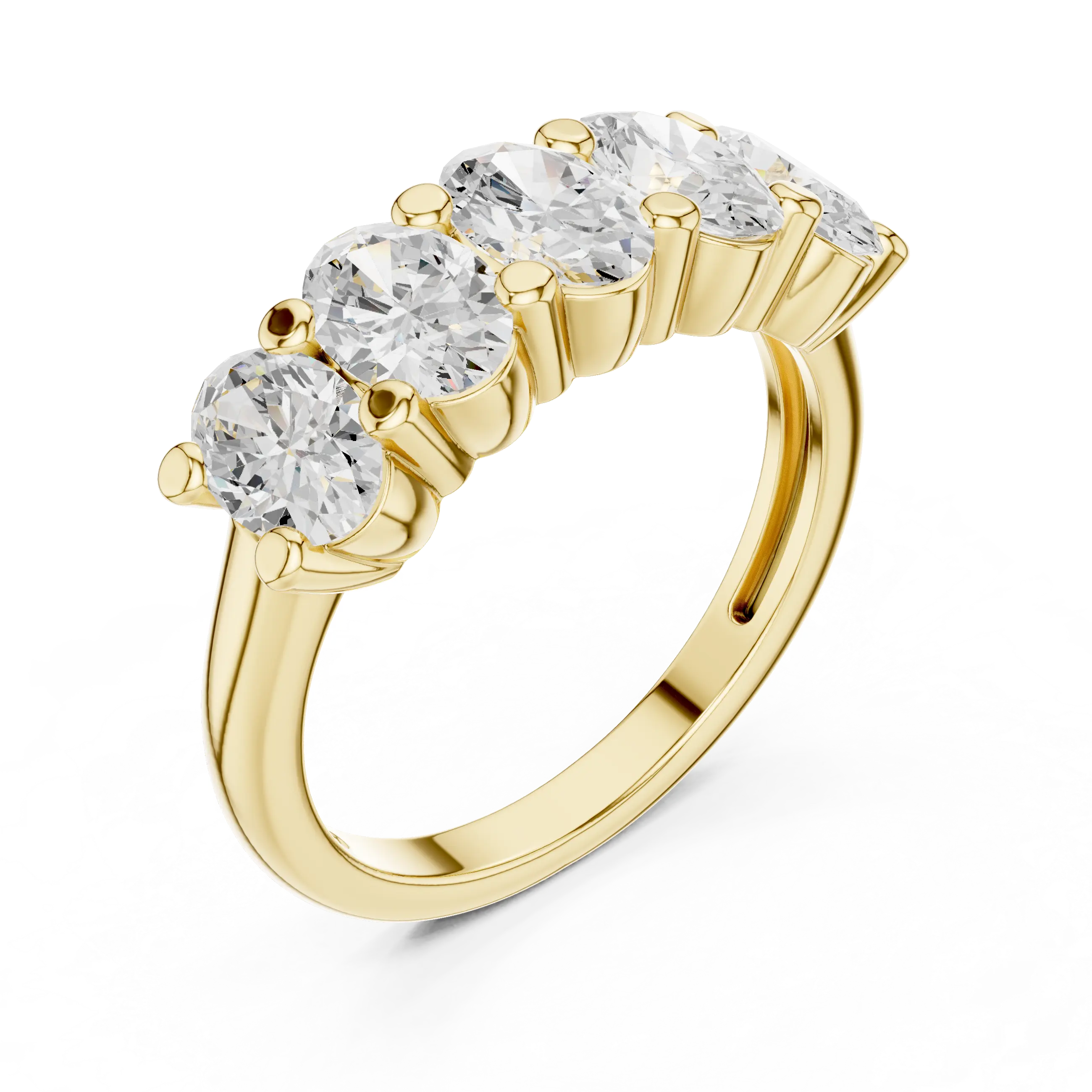 MJR0140 - Oval Five Stone Anniversary Band with Plain Shank