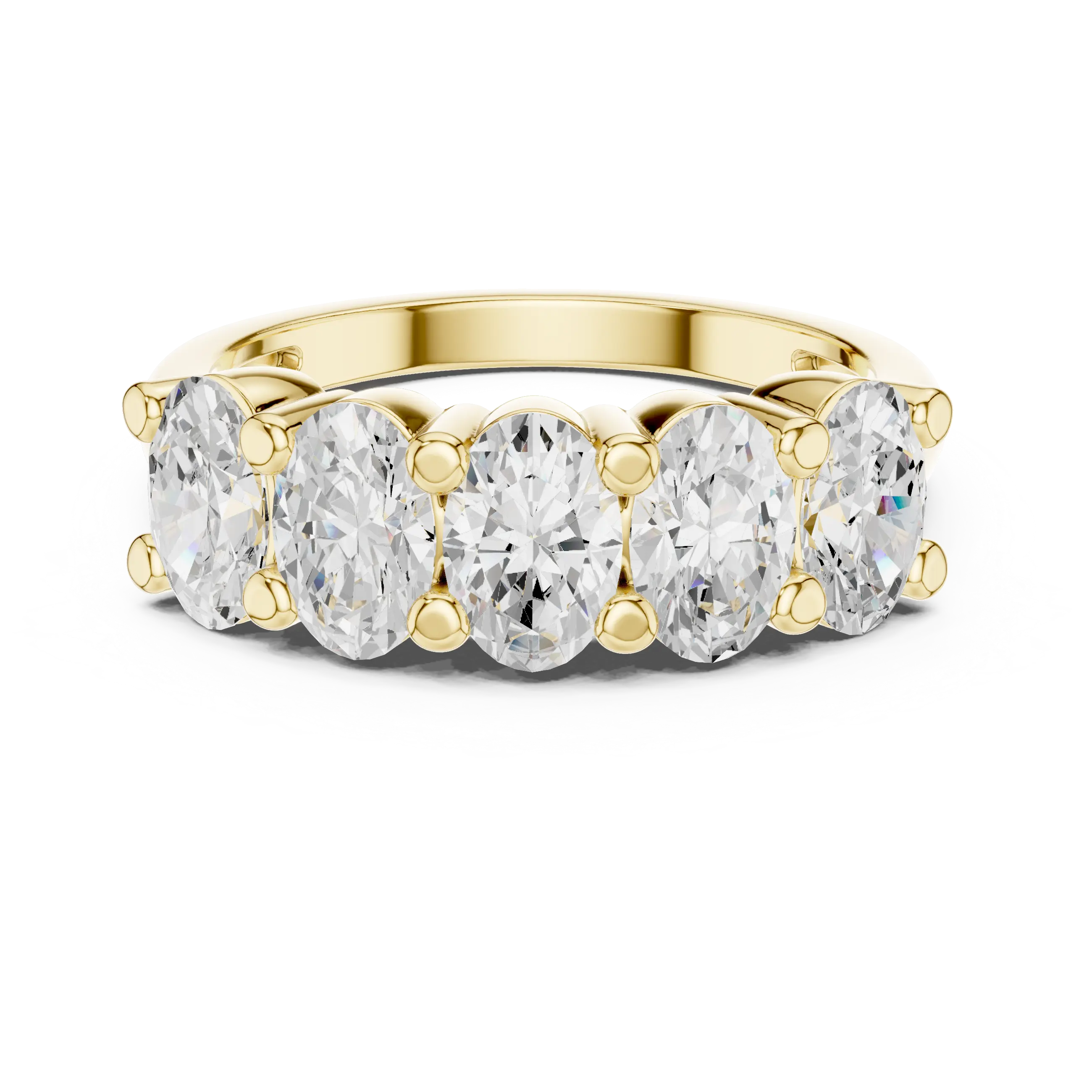 MJR0140 - Oval Five Stone Anniversary Band with Plain Shank