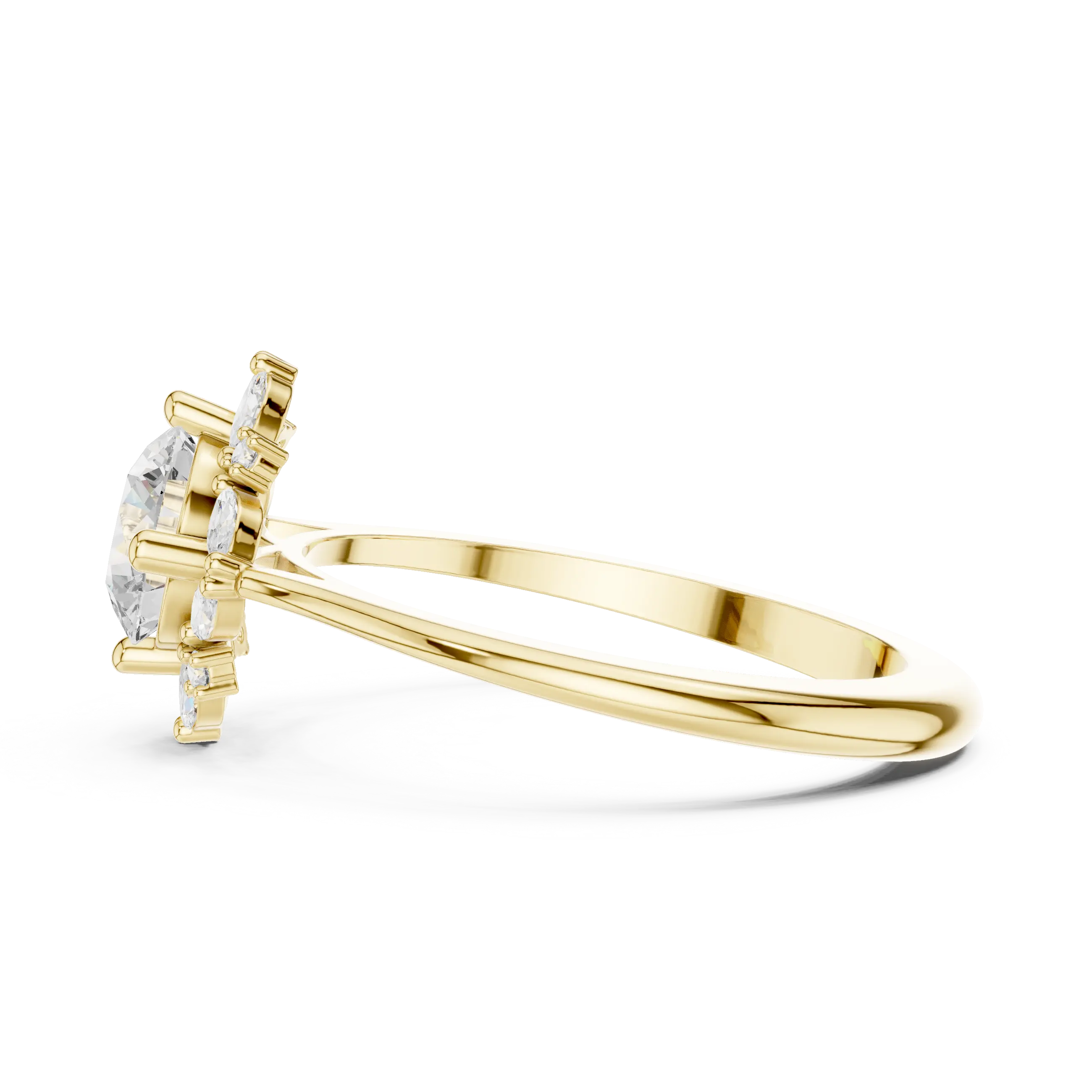 MJR0131 - Round Cut Floral Starburst Ring with Marquise Side Accents