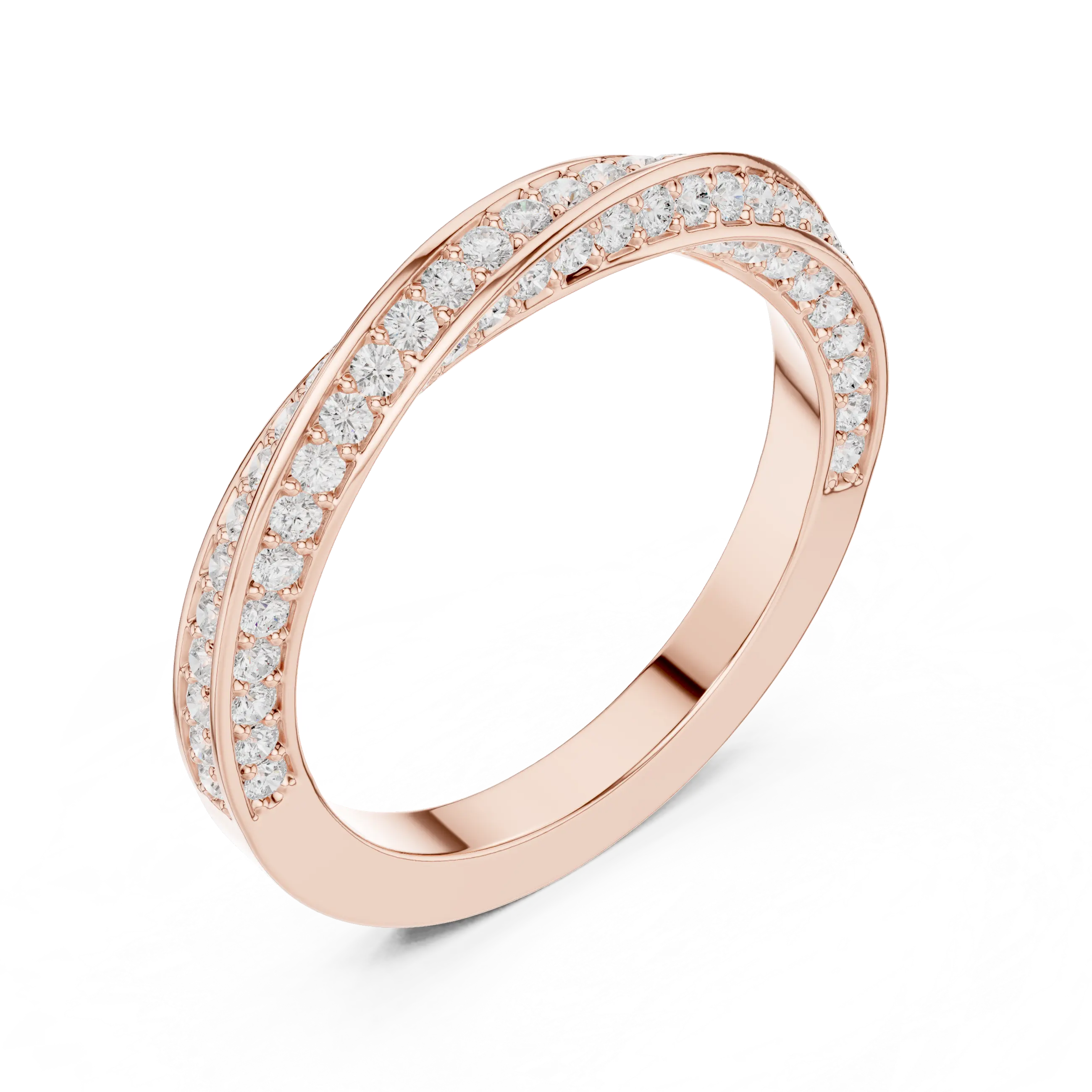 MJET042 - Twisted Crisscross Pavé Diamond Wedding Ring