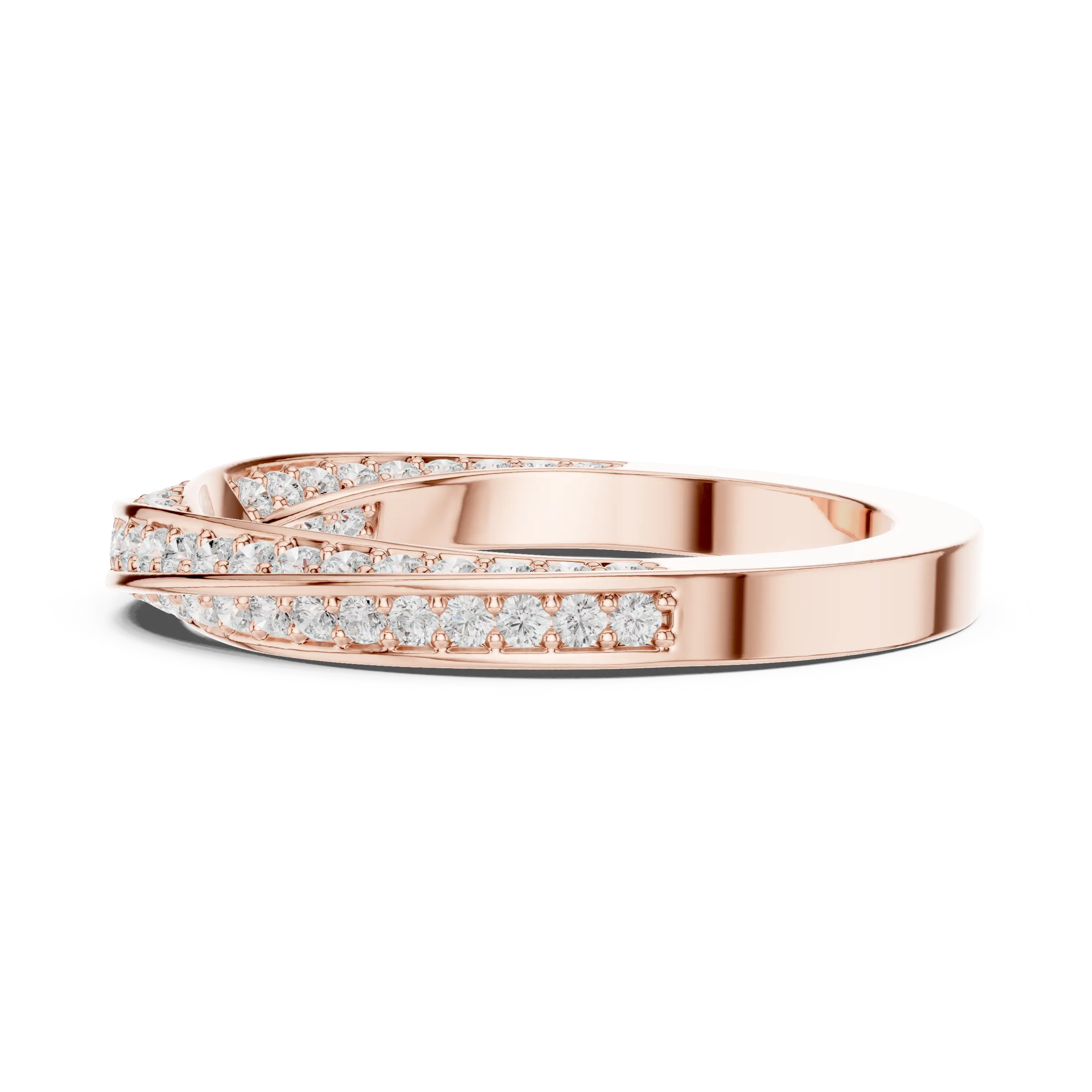 MJET042 - Twisted Crisscross Pavé Diamond Wedding Ring
