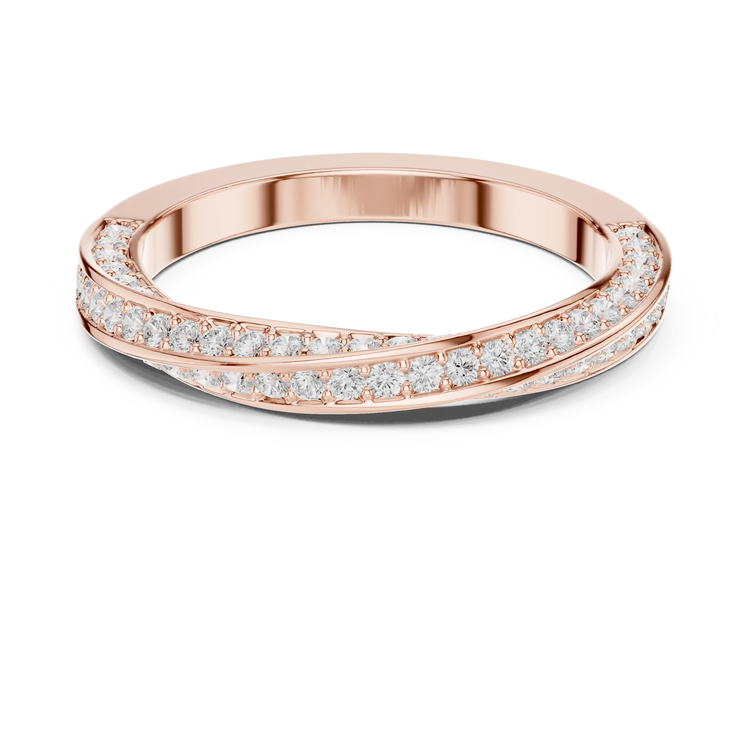 MJET042 - Twisted Crisscross Pavé Diamond Wedding Ring