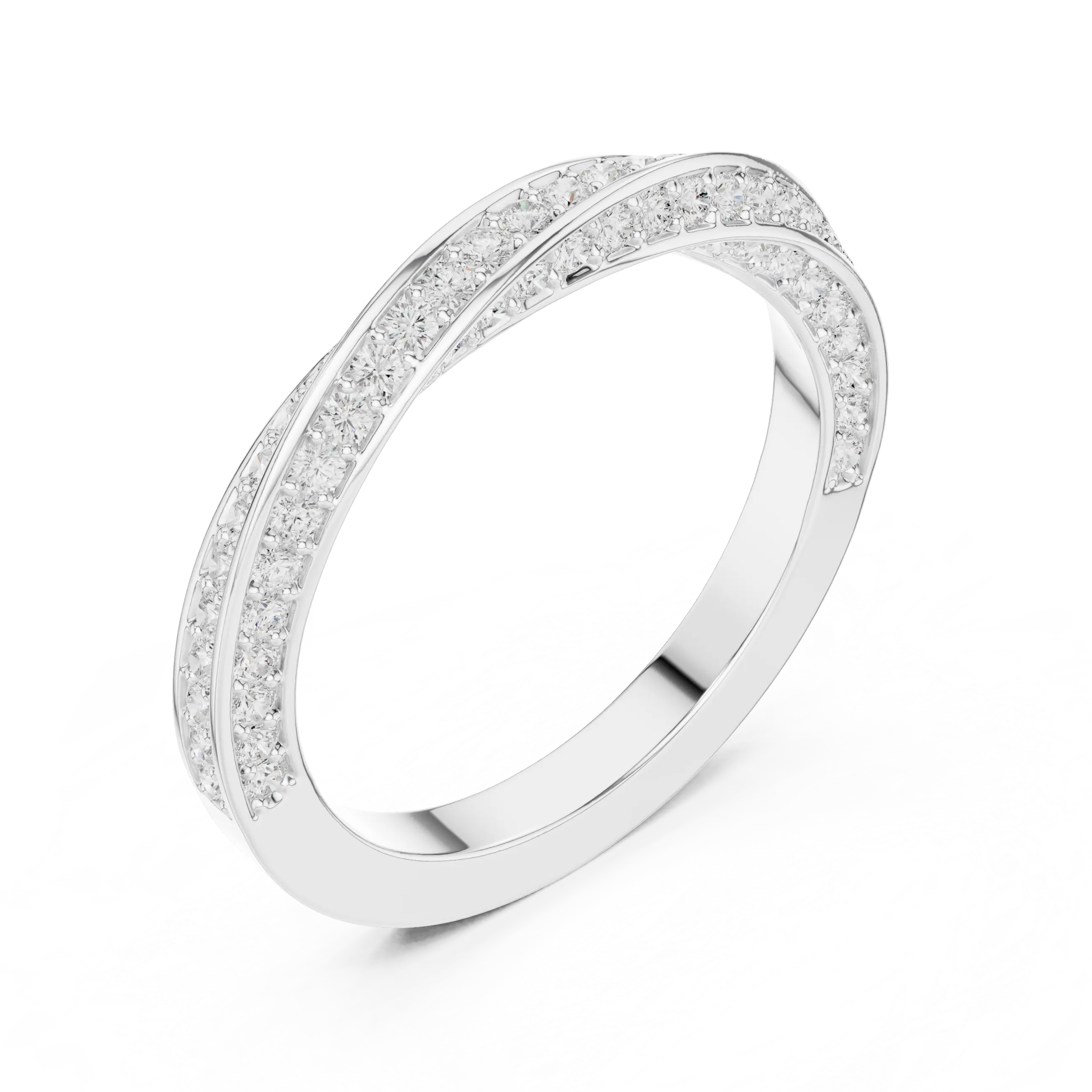 MJET042 - Twisted Crisscross Pavé Diamond Wedding Ring