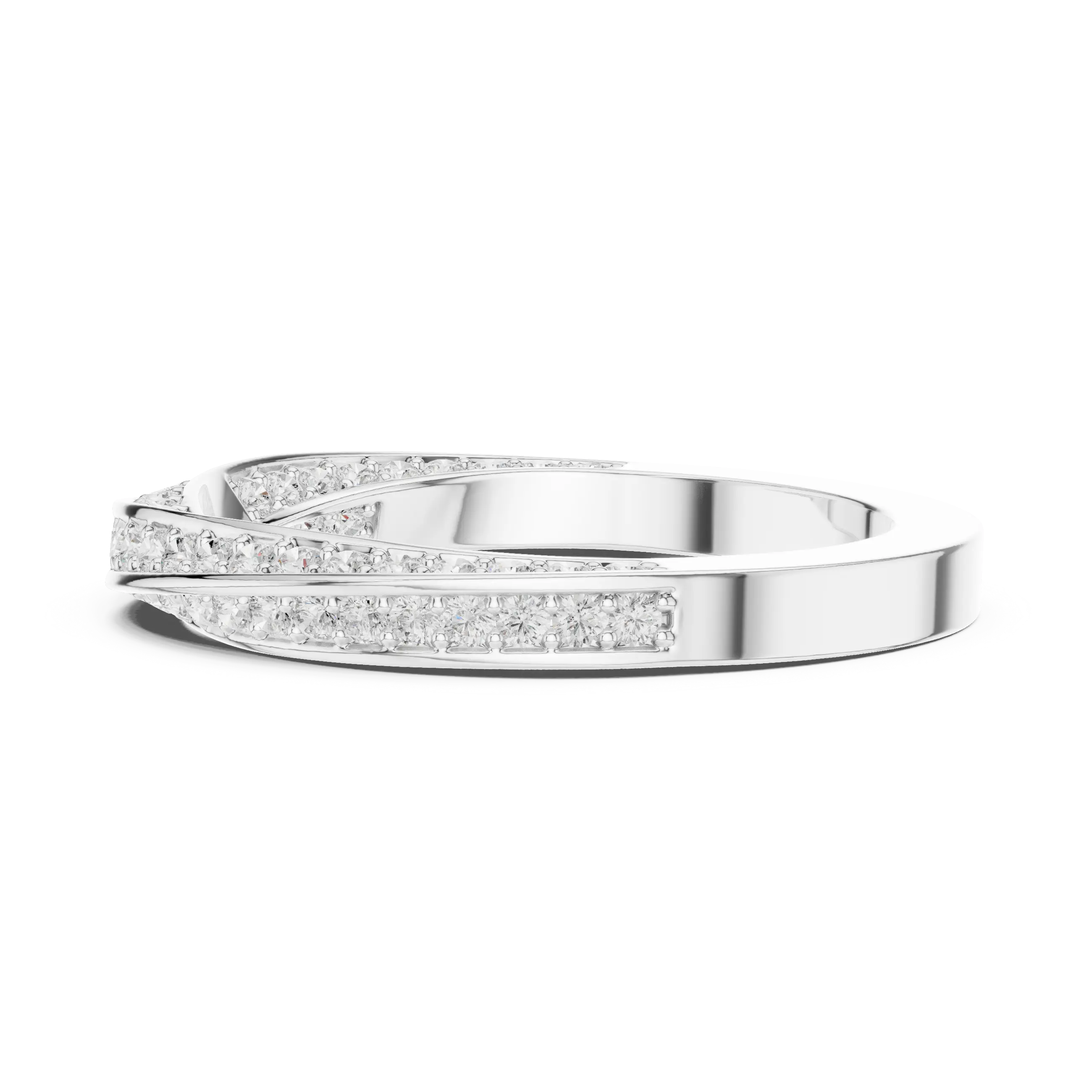 MJET042 - Twisted Crisscross Pavé Diamond Wedding Ring