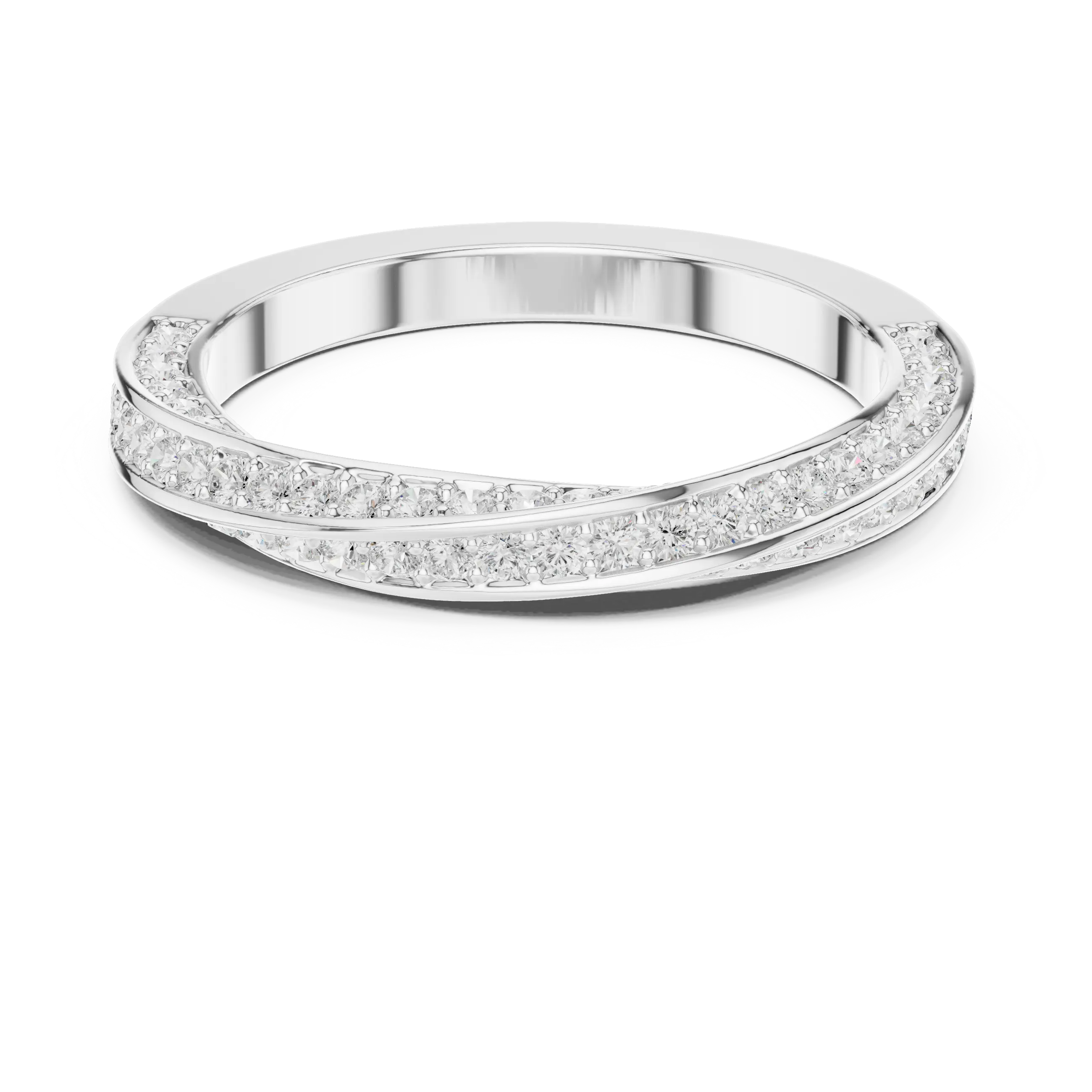 MJET042 - Twisted Crisscross Pavé Diamond Wedding Ring