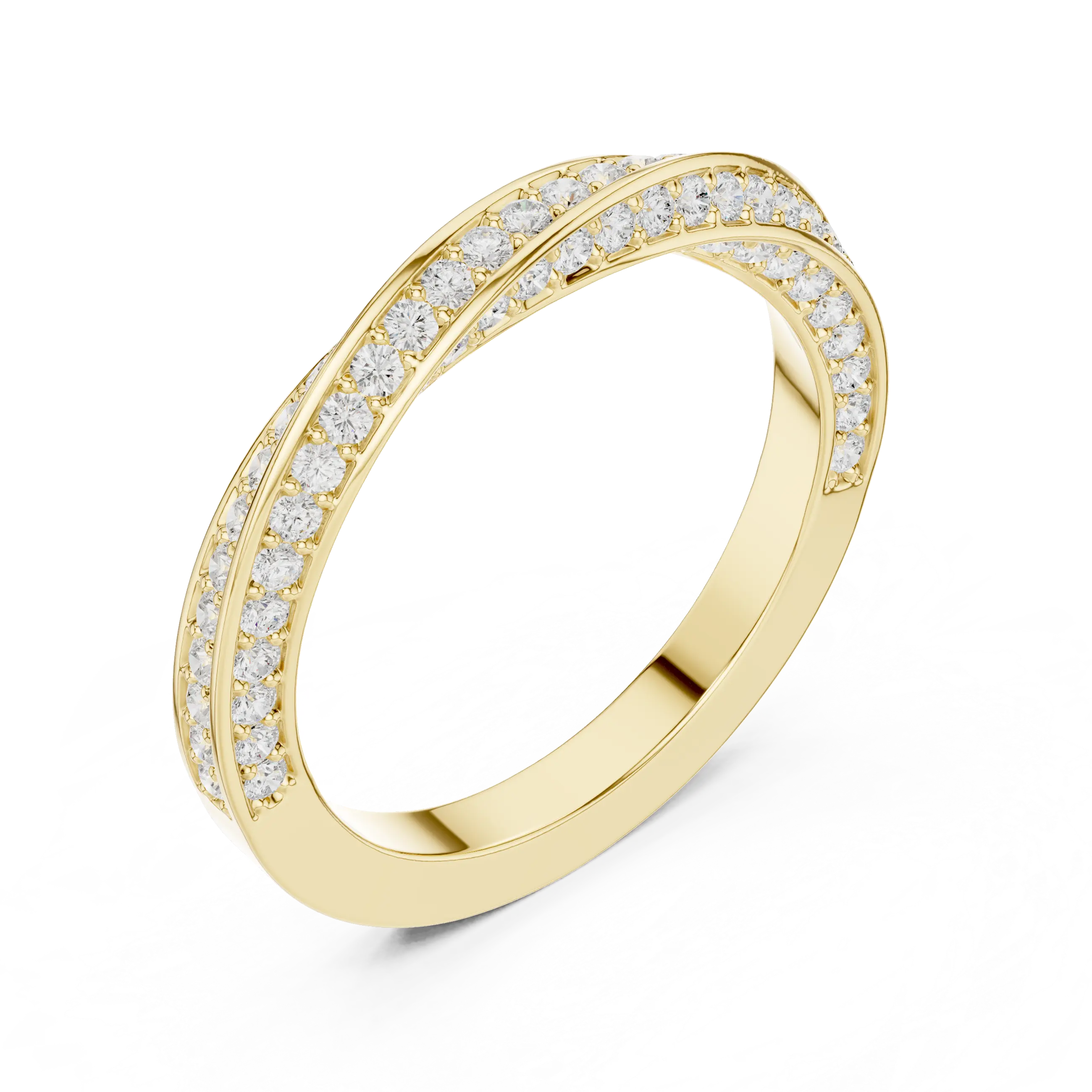 MJET042 - Twisted Crisscross Pavé Diamond Wedding Ring