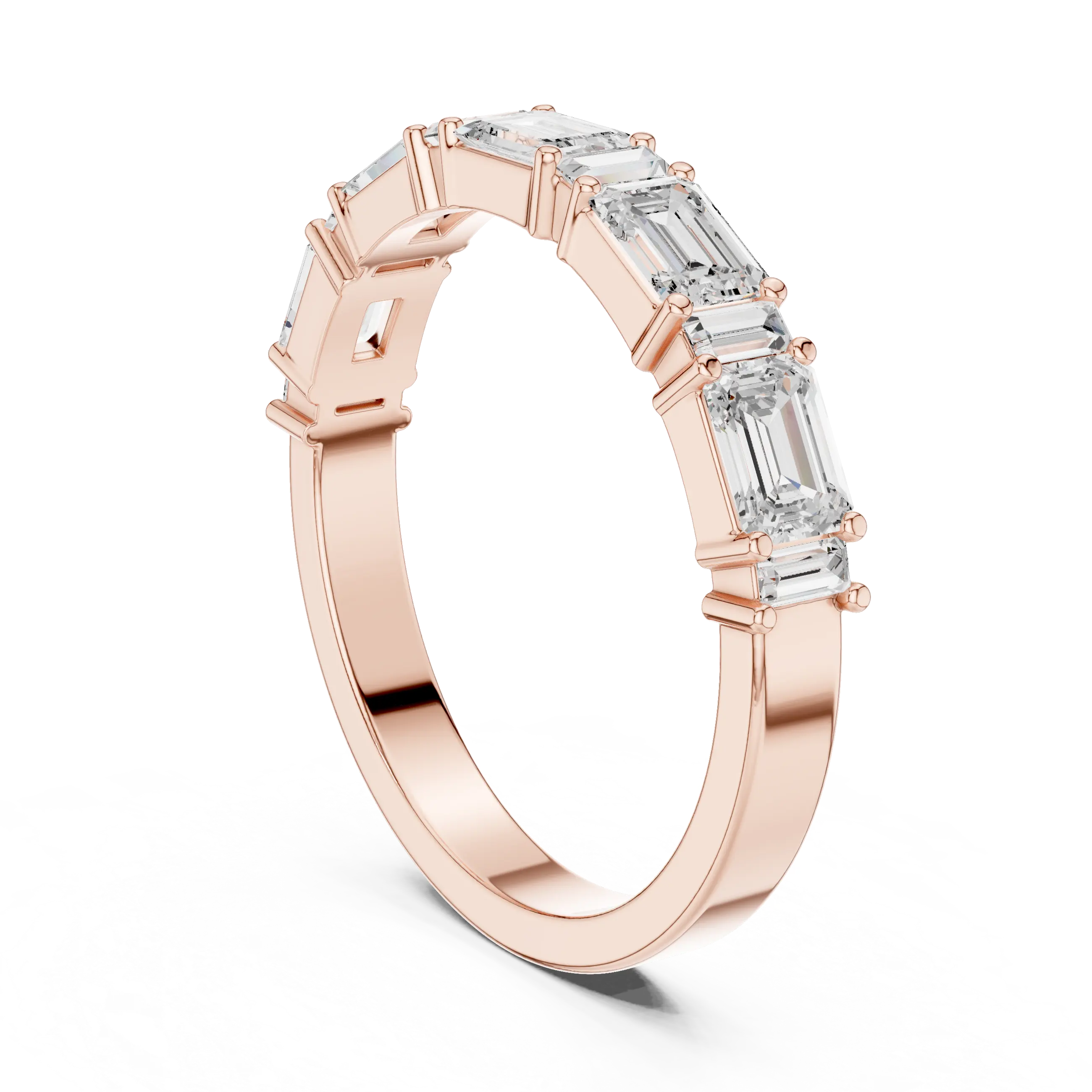 MJET047 - East-West Emerald and Baguette Cut Half Eternity Ring