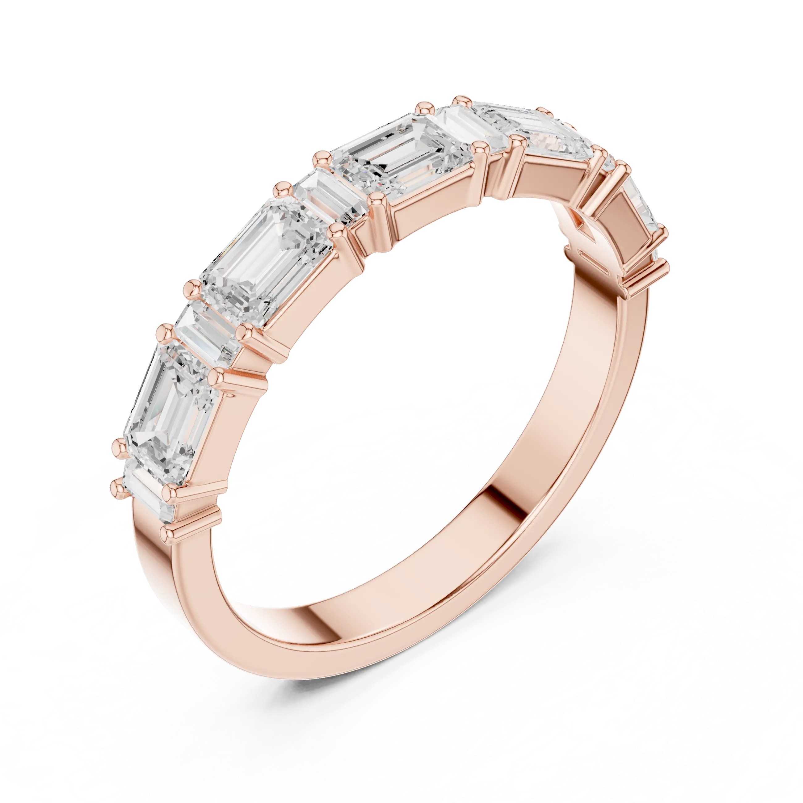 MJET047 - East-West Emerald and Baguette Cut Half Eternity Ring