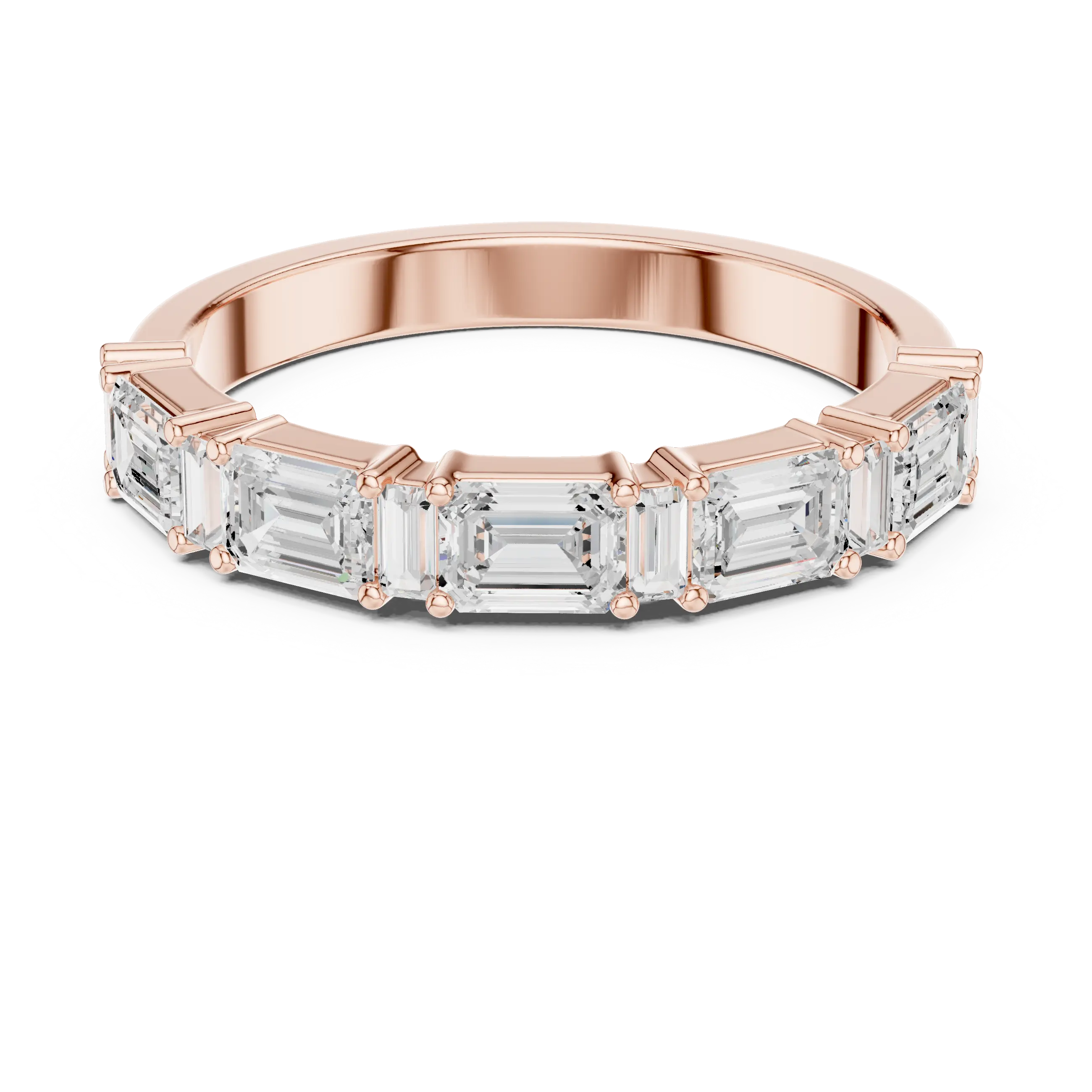 MJET047 - East-West Emerald and Baguette Cut Half Eternity Ring