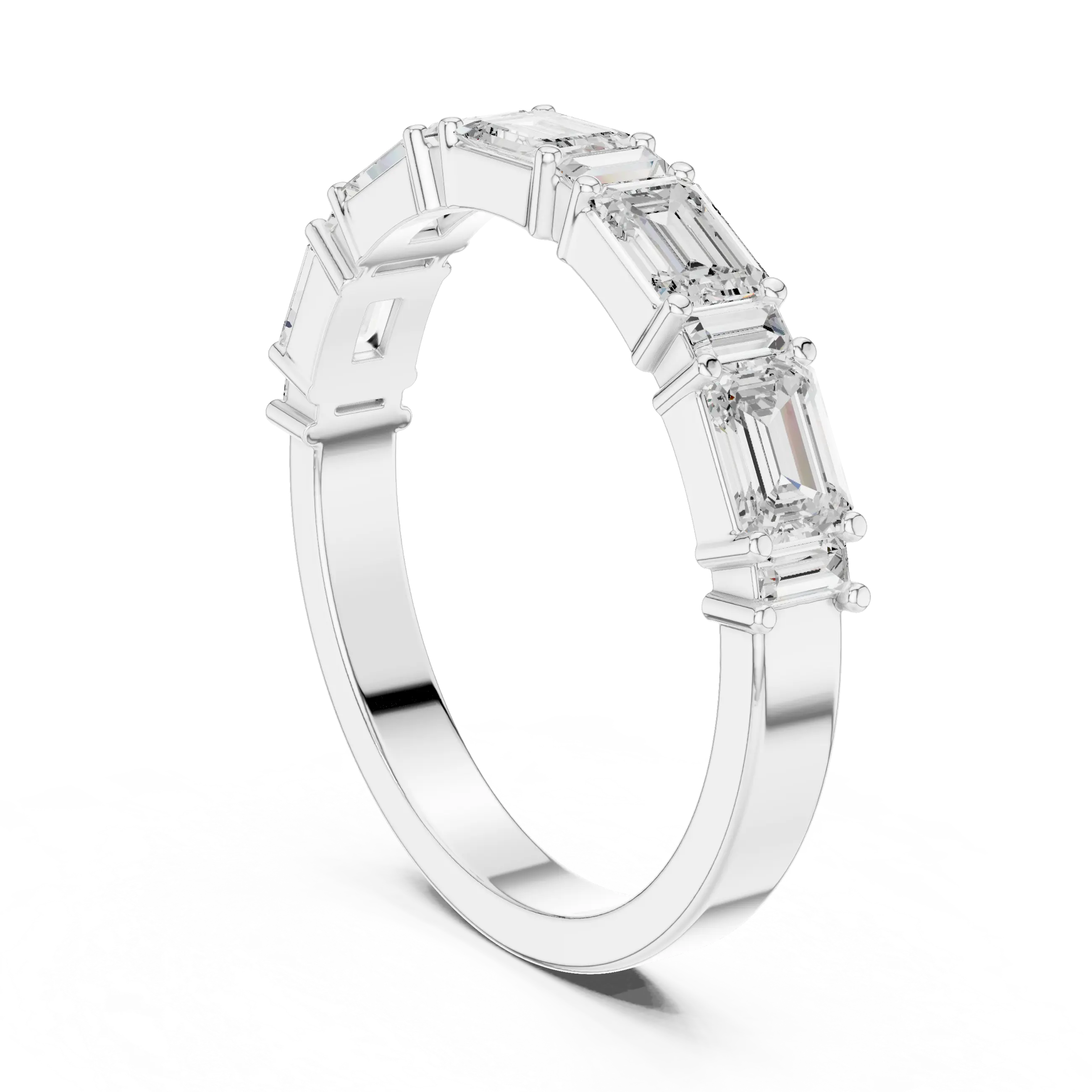 MJET047 - East-West Emerald and Baguette Cut Half Eternity Ring