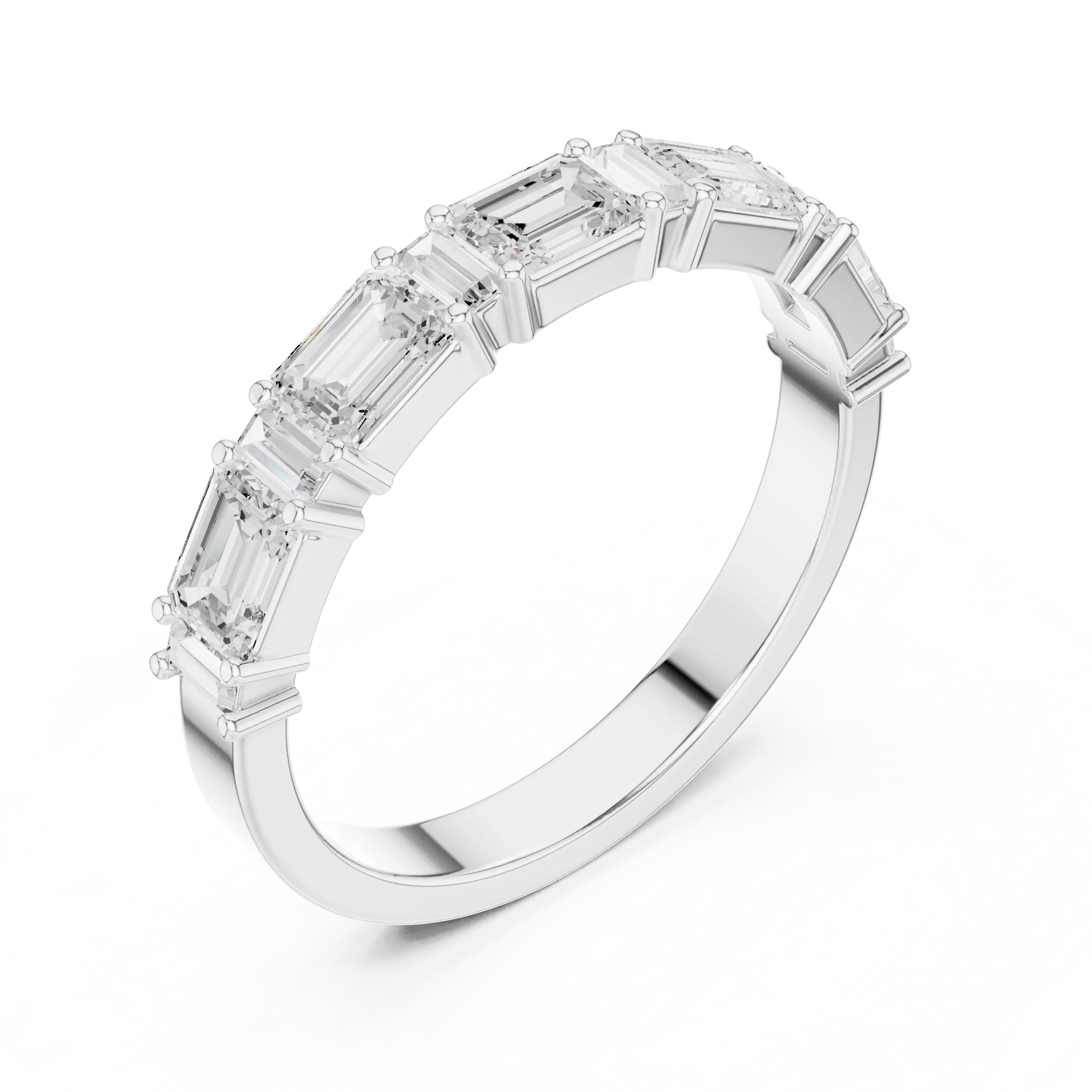 MJET047 - East-West Emerald and Baguette Cut Half Eternity Ring