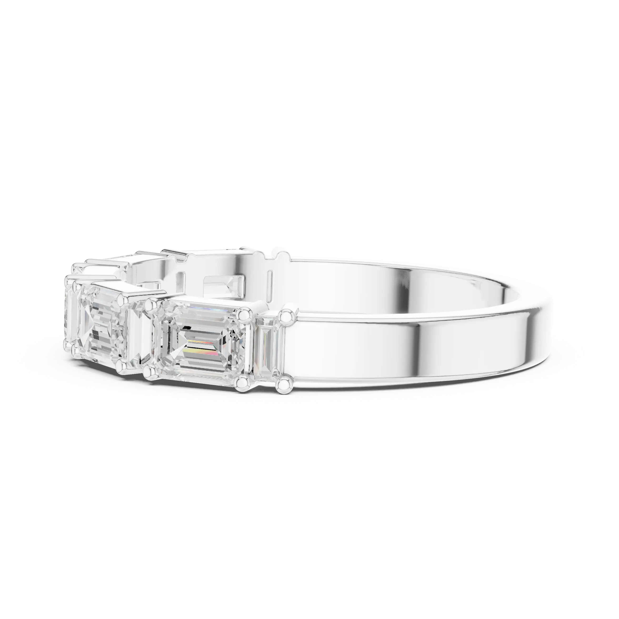 MJET047 - East-West Emerald and Baguette Cut Half Eternity Ring