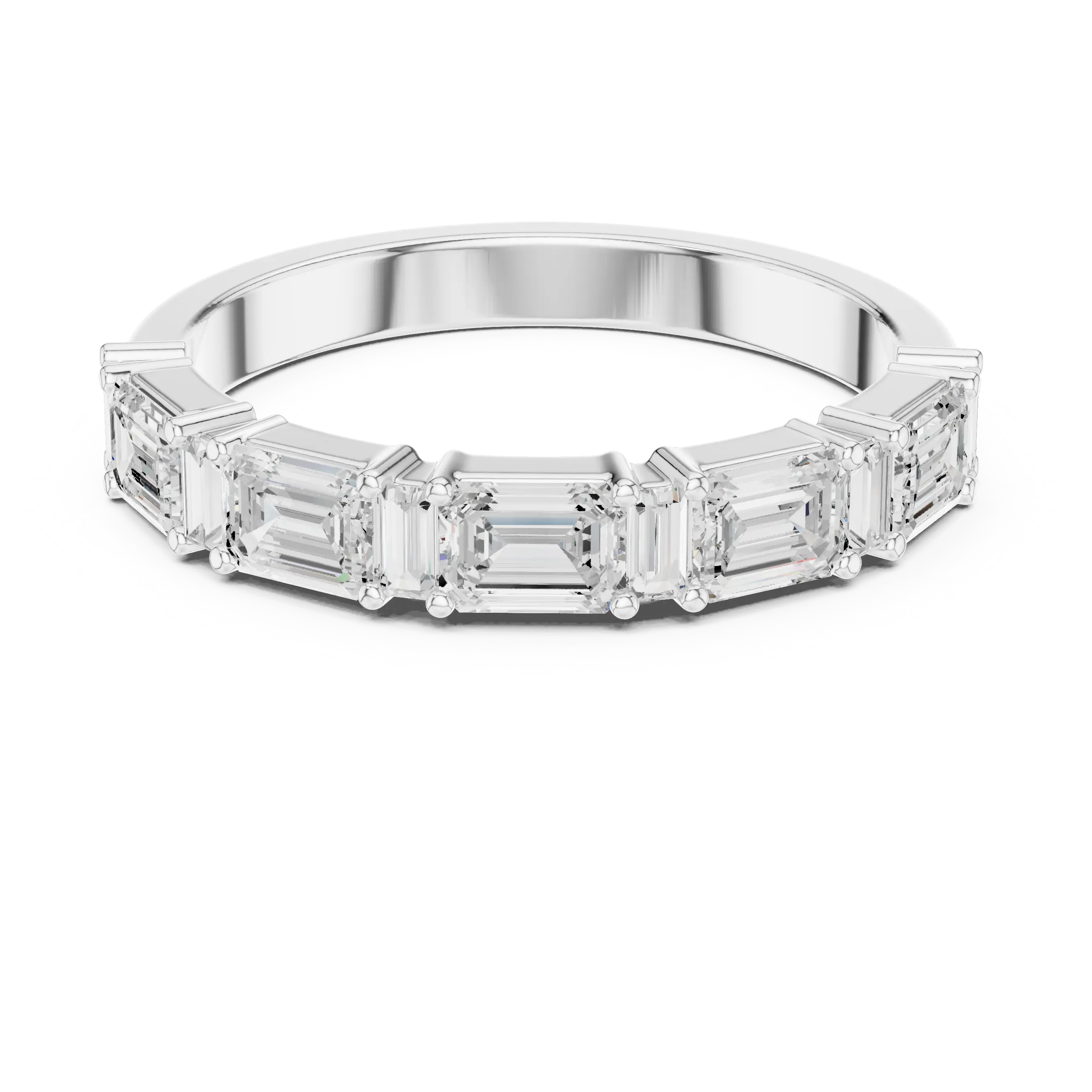MJET047 - East-West Emerald and Baguette Cut Half Eternity Ring
