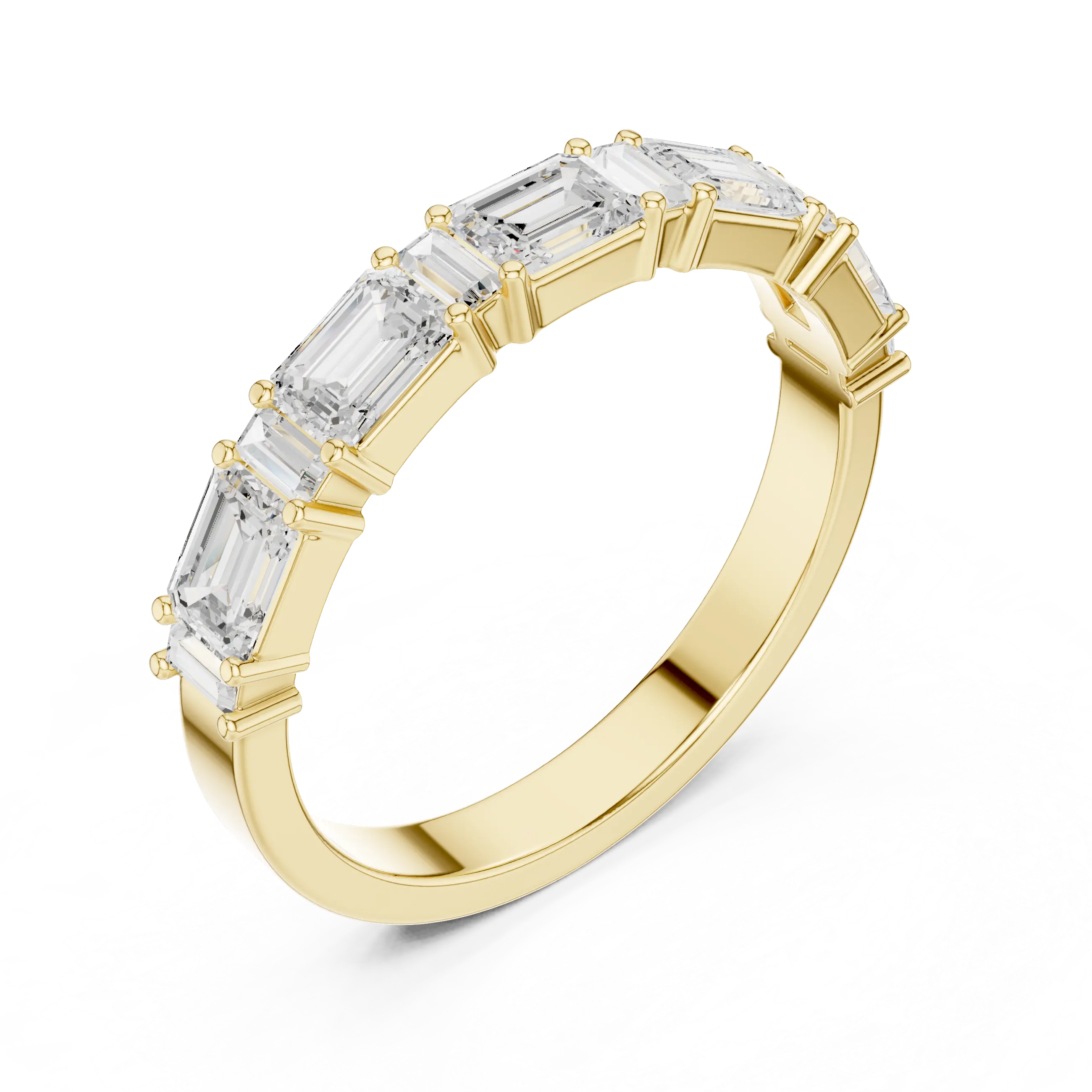 MJET047 - East-West Emerald and Baguette Cut Half Eternity Ring