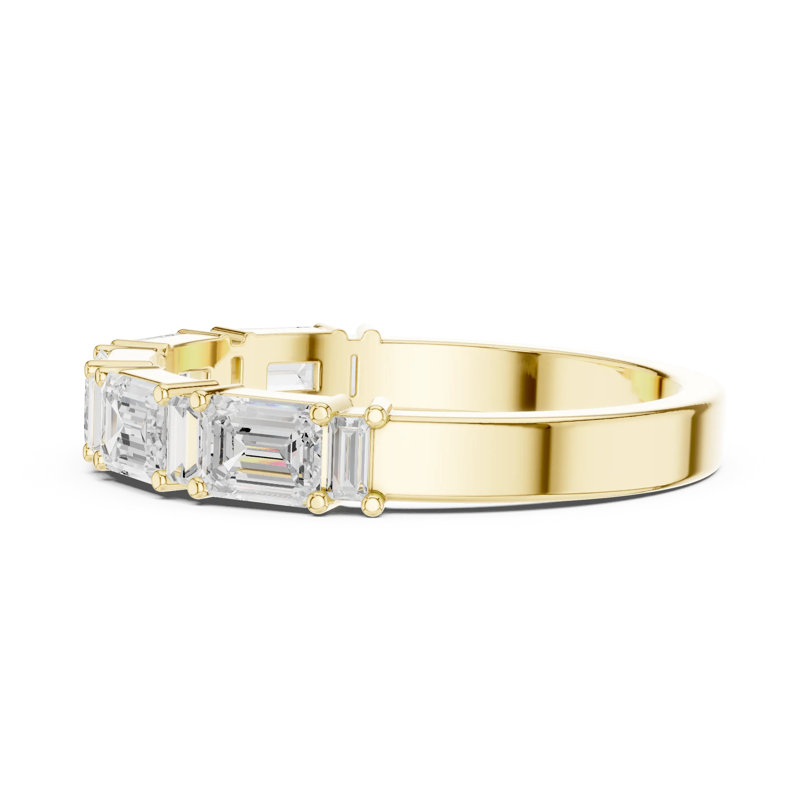 MJET047 - East-West Emerald and Baguette Cut Half Eternity Ring