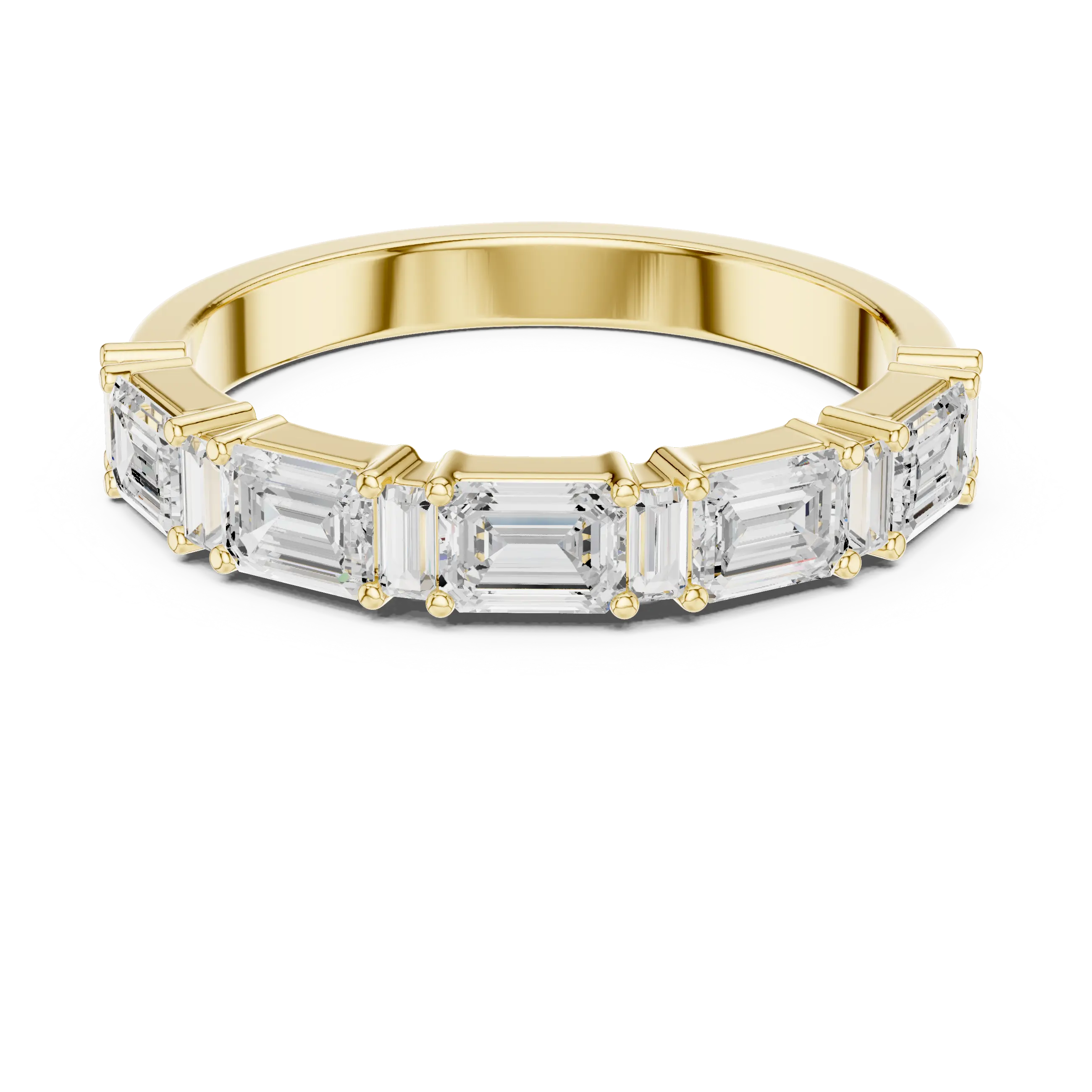 MJET047 - East-West Emerald and Baguette Cut Half Eternity Ring