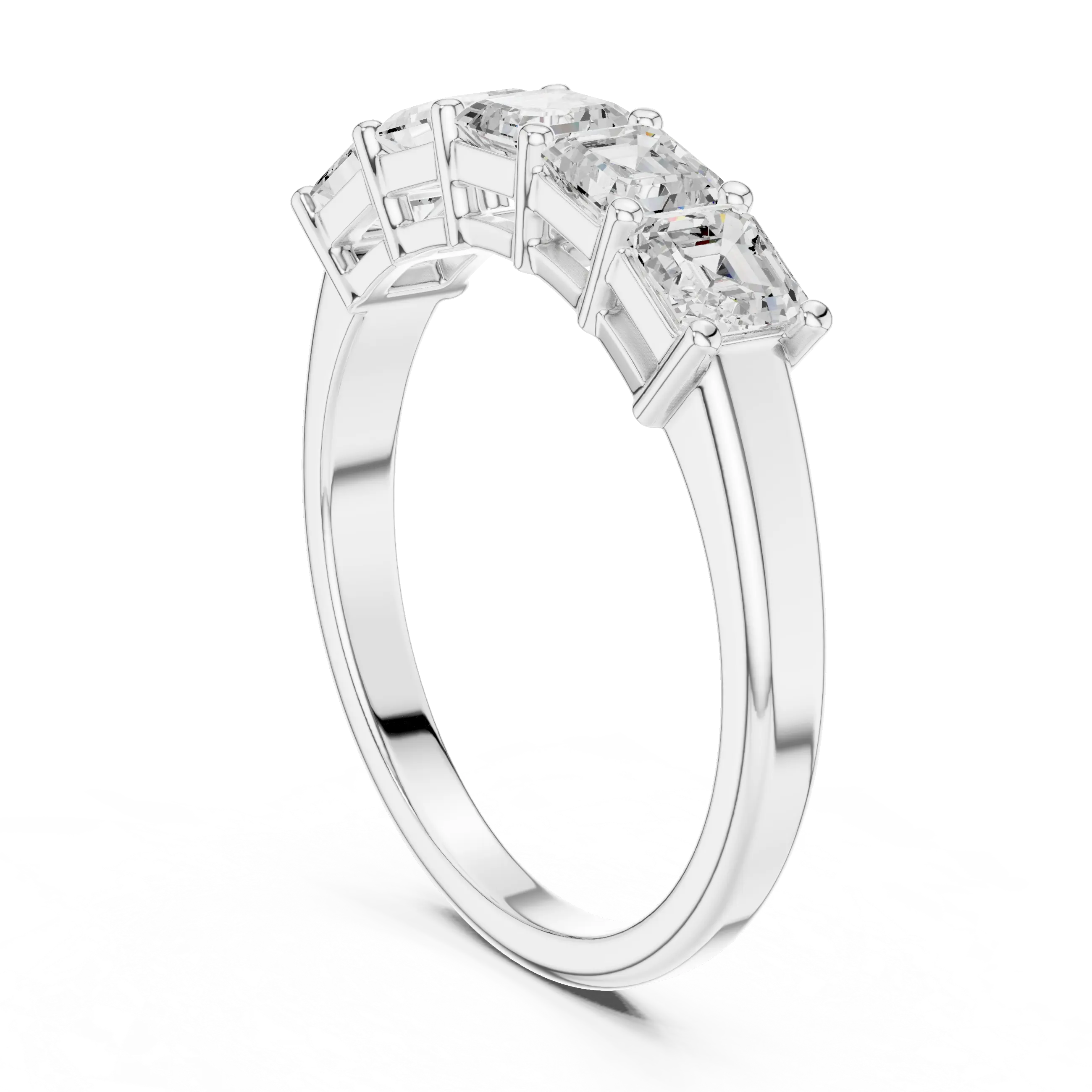 MJET046 - Five Stone Asscher Cut Prong Set Wedding Band
